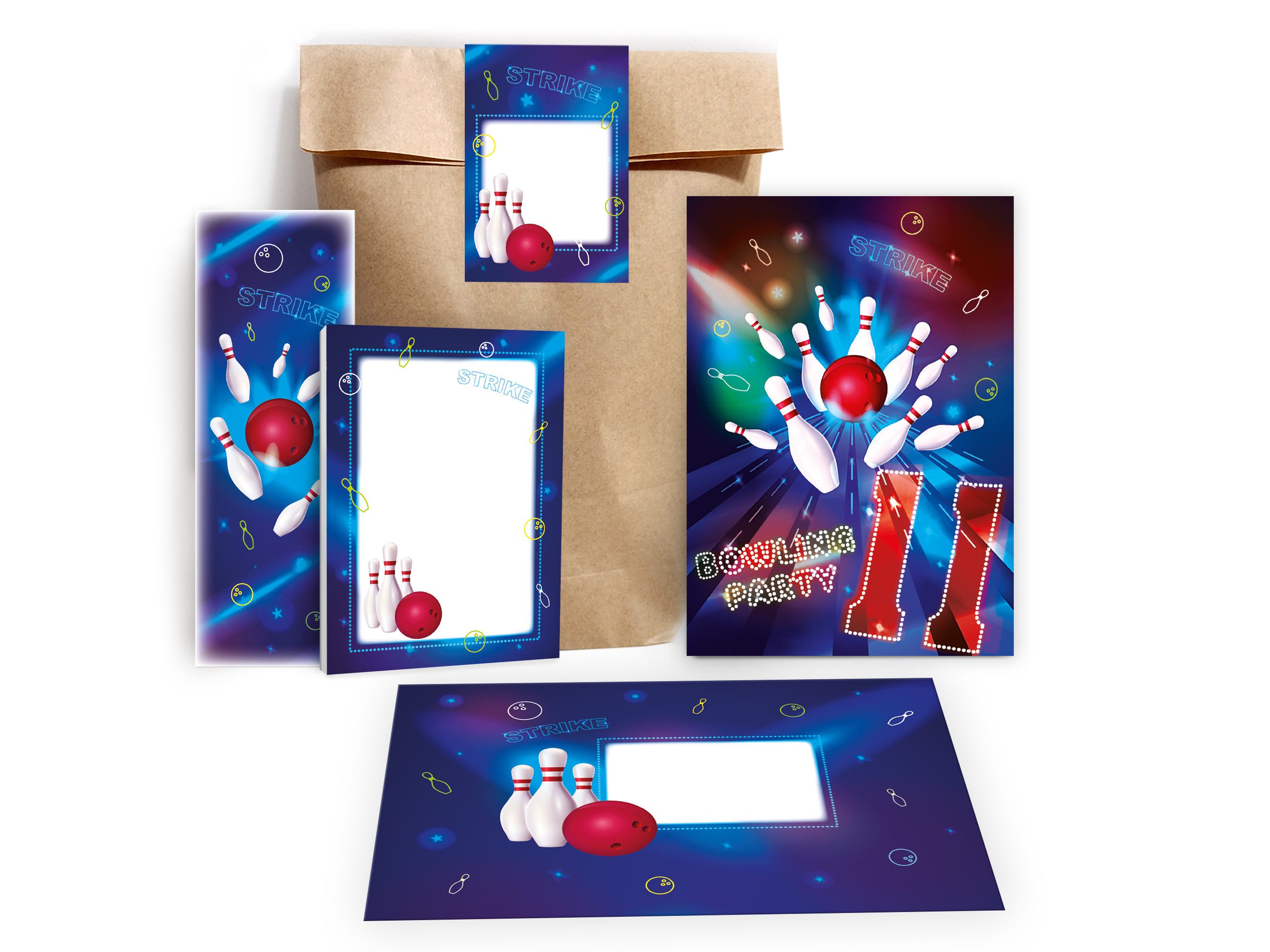 LIMONIA Einladungskarten Bowling zum 11. Geburtstag Einladungen Karten mit Umschlägen Mitgebsel, Mitbringsel Set Kegeln Gastgeschenke zum elften Geburtstag