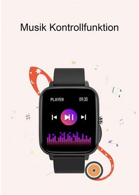 TPFNet SW05 mit Silikon Armband - individuelles Display Smartwatch (Android), Armbanduhr mit Musiksteuerung, Herzfrequenz, Schrittzähler, Kalorien, Social Media etc., Grün