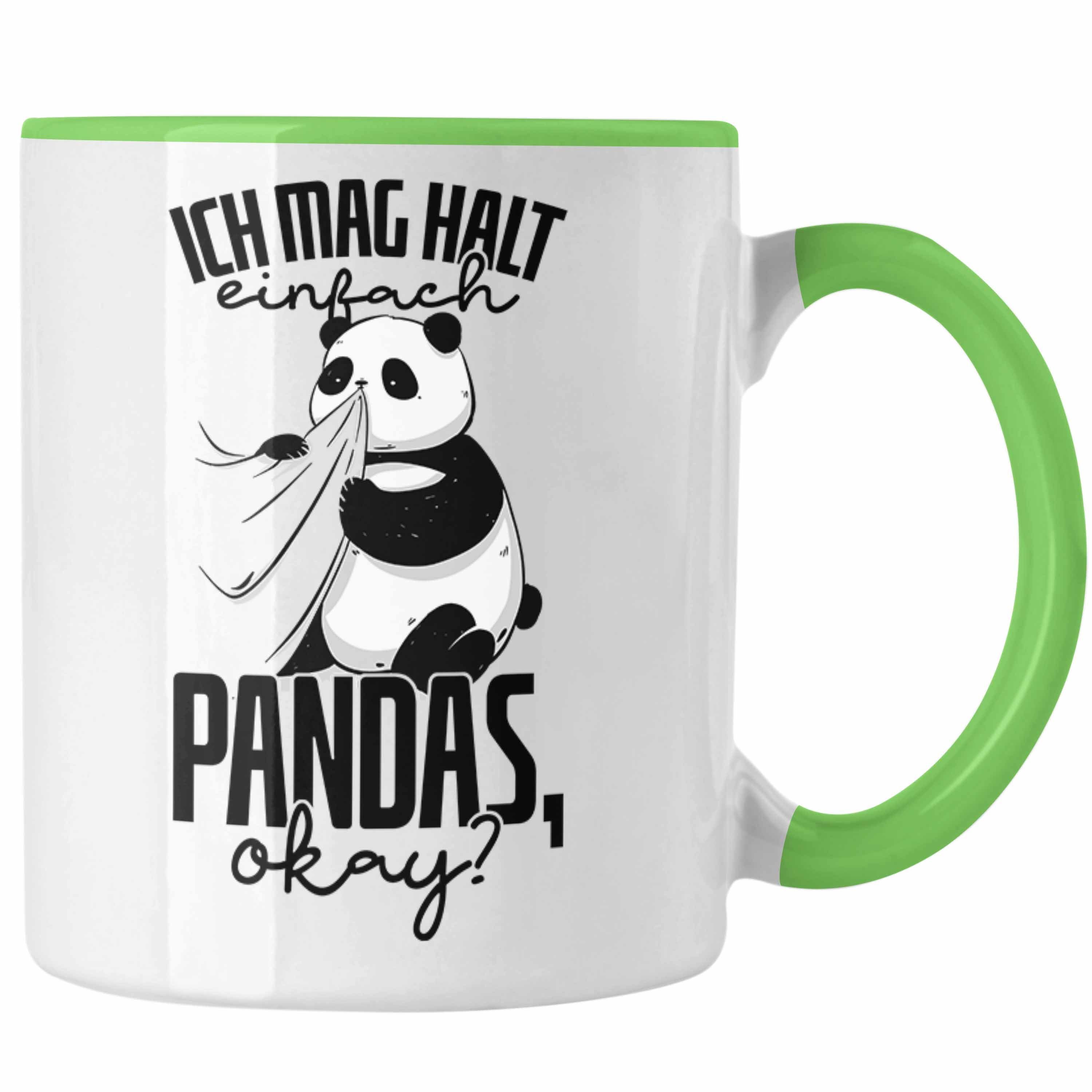 Trendation Tasse Lustige Panda Tasse Panda-Motiv Geschenk Tierliebhaber Geschenkidee Pa Grün