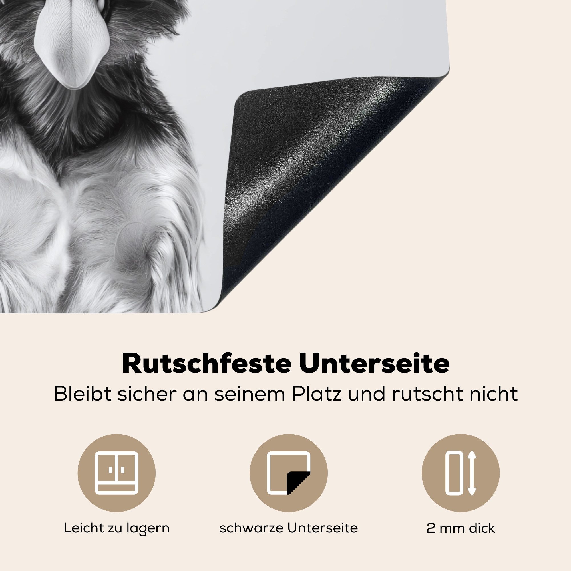 MuchoWow Herd-Abdeckplatte Hund - Weinglas - Sonnenbrille - Enthusiastisch, Vinyl, (1 tlg), Abdeckplatte für Ceranfeld, Herd Inductionsmatte, 60x50 cm