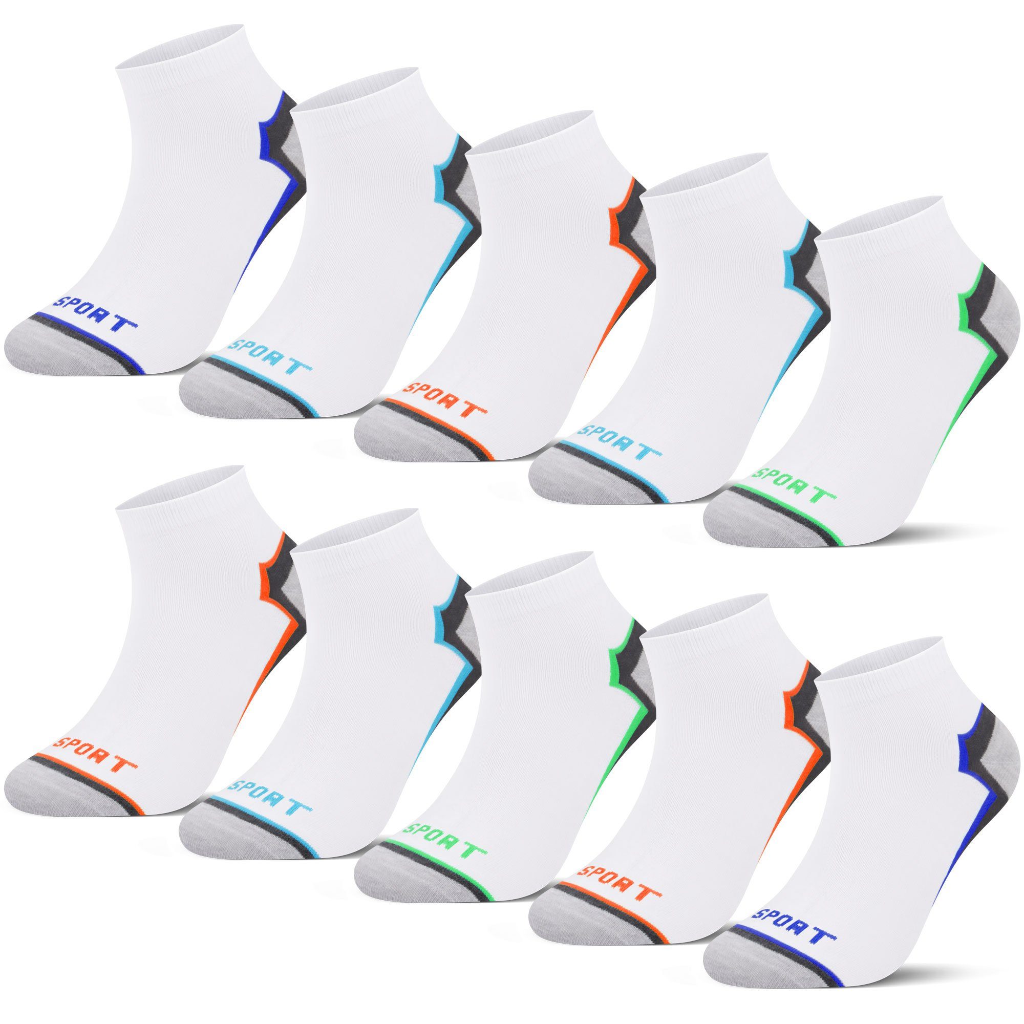 L&K Sneakersocken 92254-92241 (12er-Pack) Füßlinge Herren aus Baumwolle mit verschiedenen Motiven