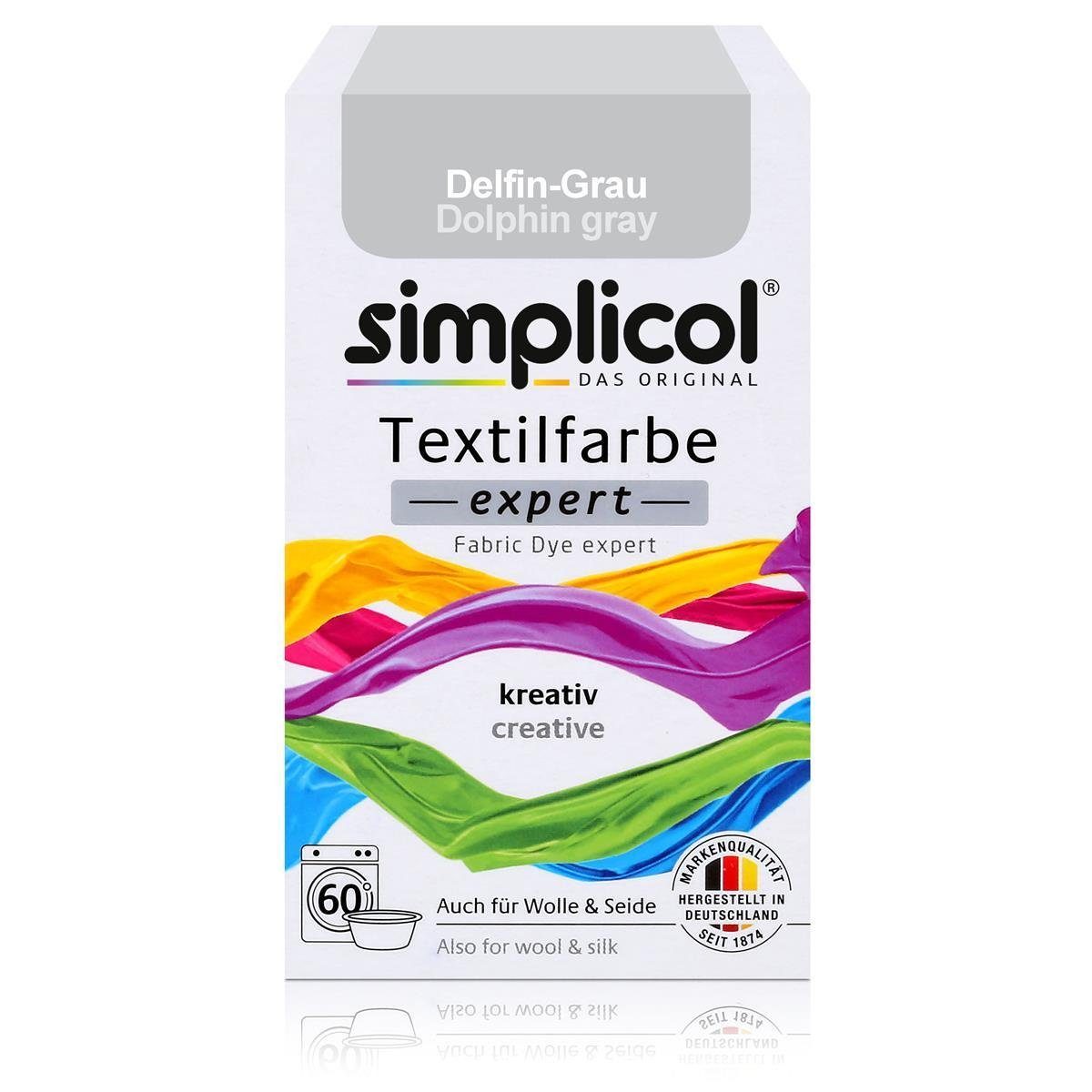 Textilfarbe Simplicol Textilfarbe expert Delfin-Grau 150g - Farbe zum Färben (1er