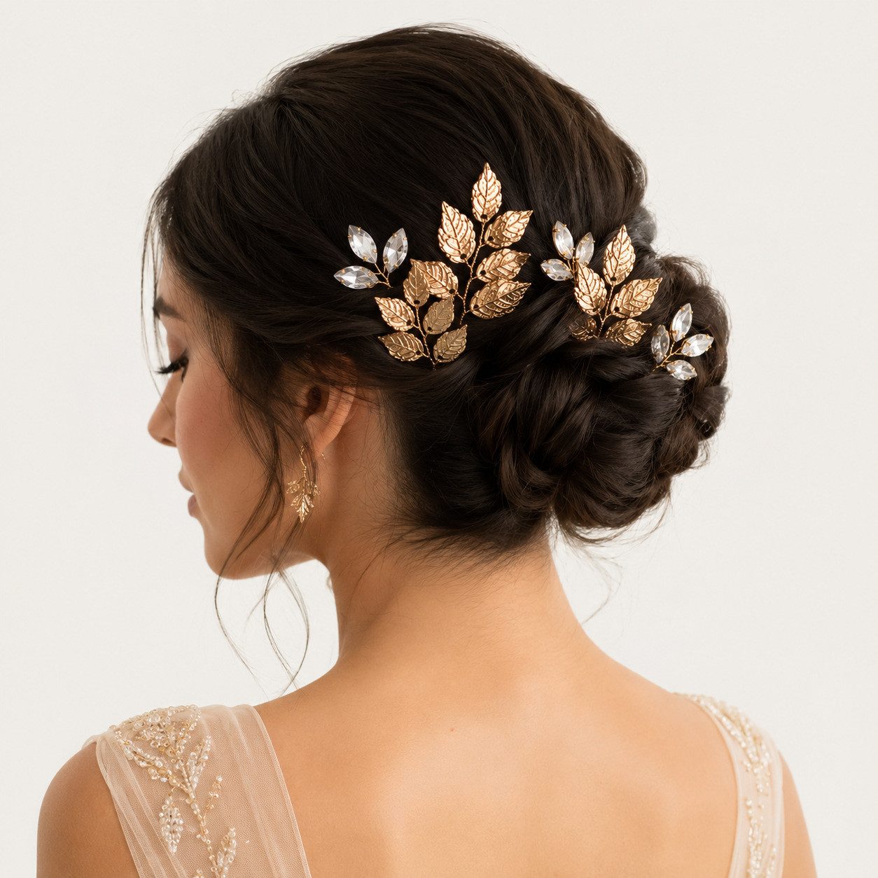 MOPUEA Haarstyling-Set Haarnadeln Damen Strass Haarschmuck Blatt Hochzeit Braut Set