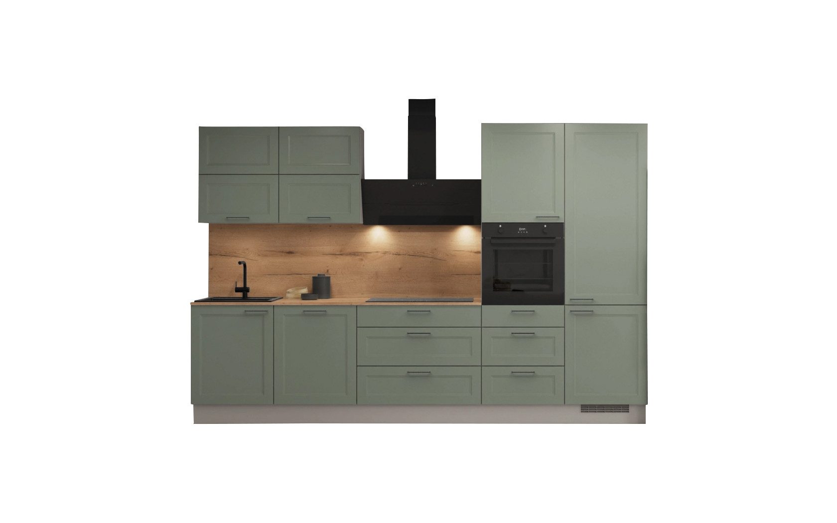 nobilia® Küchenzeile Birgit, individuell anpassbar, gratis Küchenplanung mit Profis, (Breite 330 cm), vormontiert, wahlw. mit E-Geräten, inkl. Lieferung