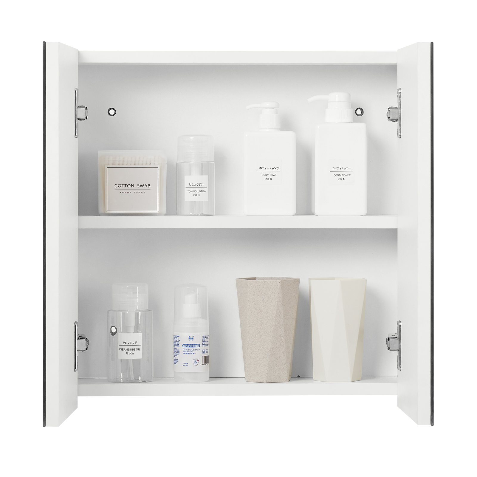 Hängeschrank, Badezimmerspiegel 2 12.9 Türen mit Wandschrank, Mondeer 45 45 x x Badezimmerspiegelschrank cm, Weiß