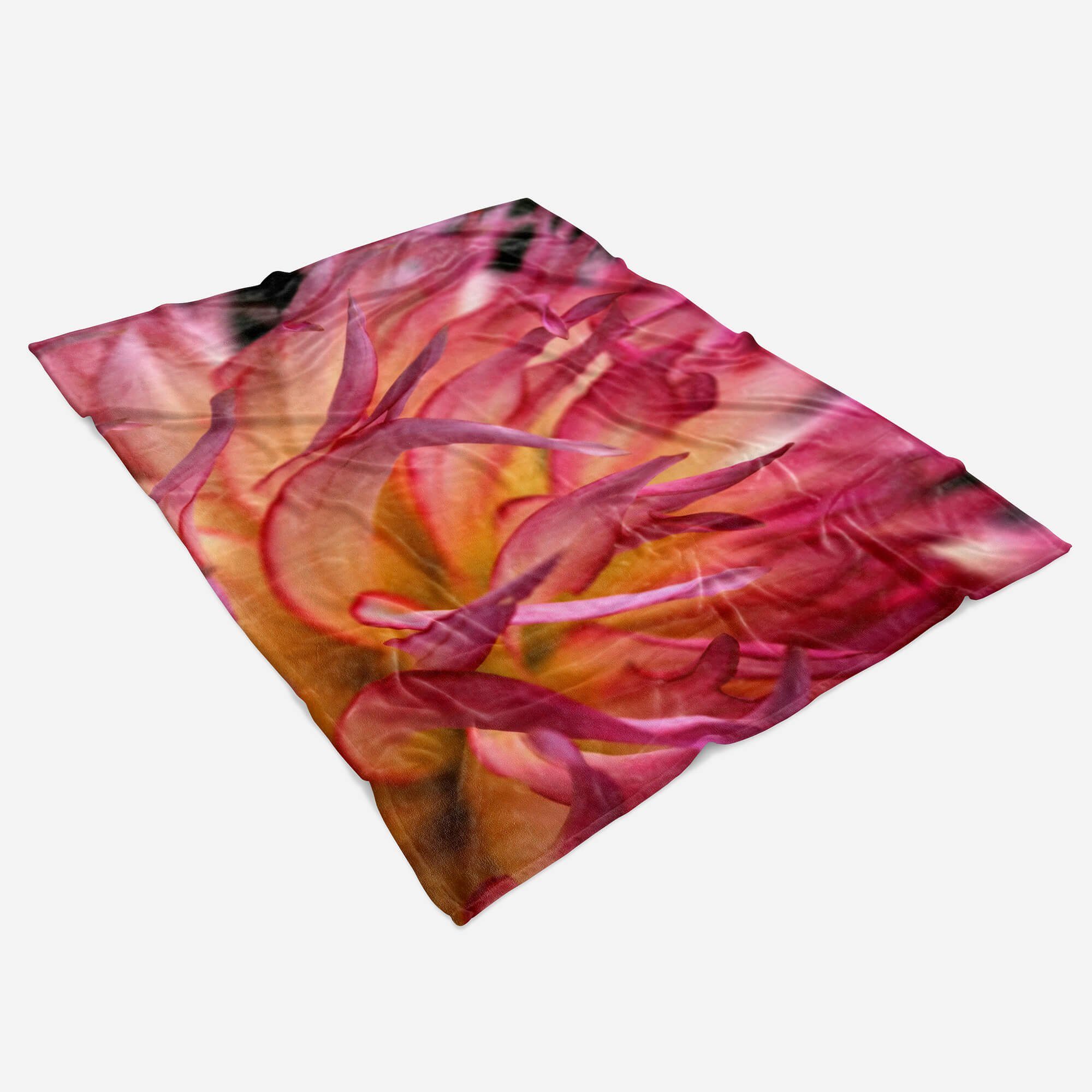 Sinus Art Handtücher Rote Saunatuch Handtuch Blüte N, Handtuch (1-St), Baumwolle-Polyester-Mix Kuscheldecke Strandhandtuch Fotomotiv Blume mit