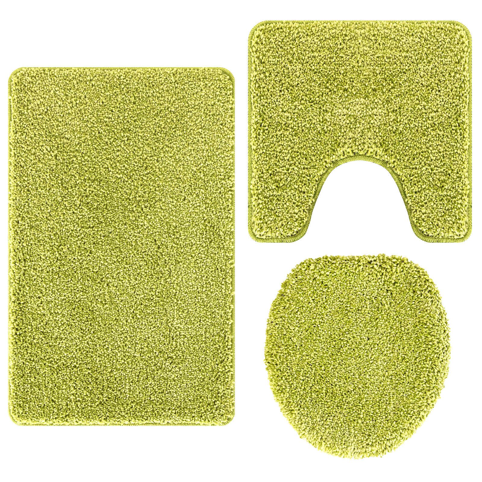 vidaXL Badematte Anti-Rutsch Badematten-Set 3 pcs Grün PP, Höhe 0.2 mm, Polypropylen