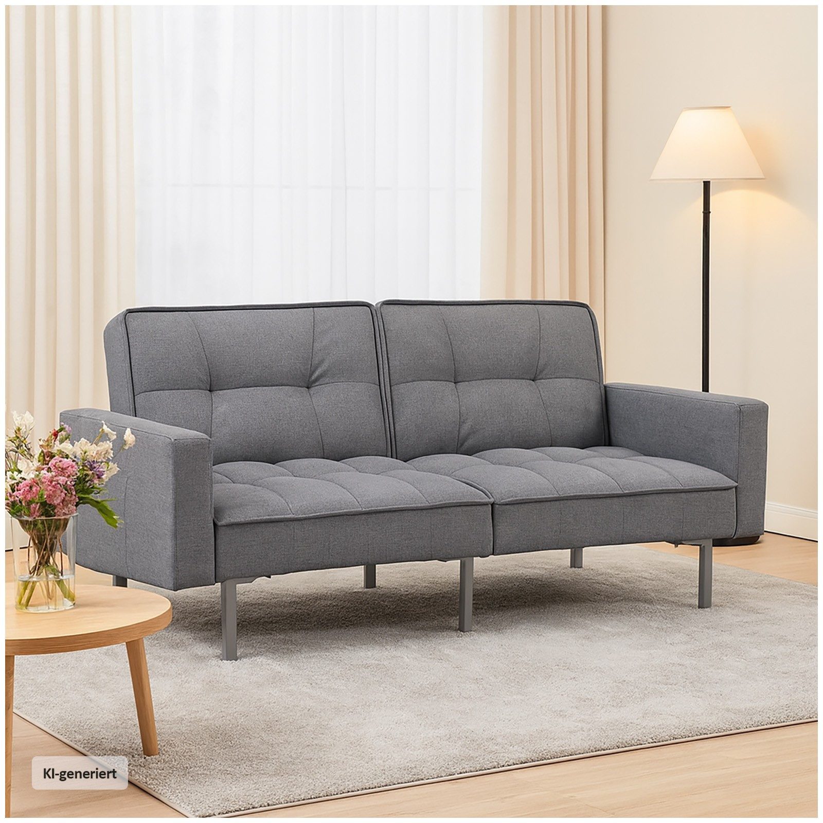 2-Sitzer Modernes Schlafsofa mit Leinenbezug