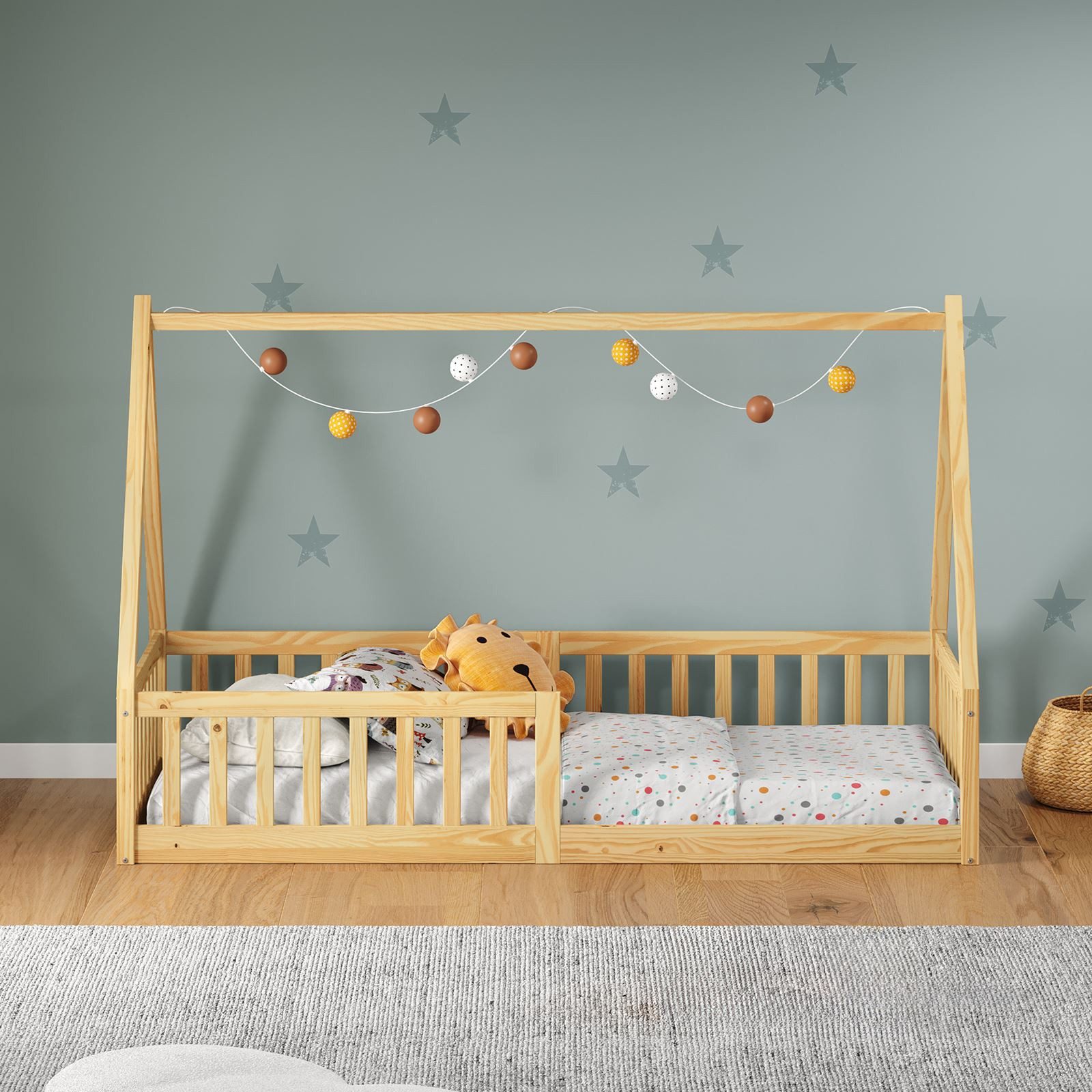 IDIMEX Kinderbett NICOLAS, Kinderbett in Hausform, Bodenbett montessori mas günstig online kaufen
