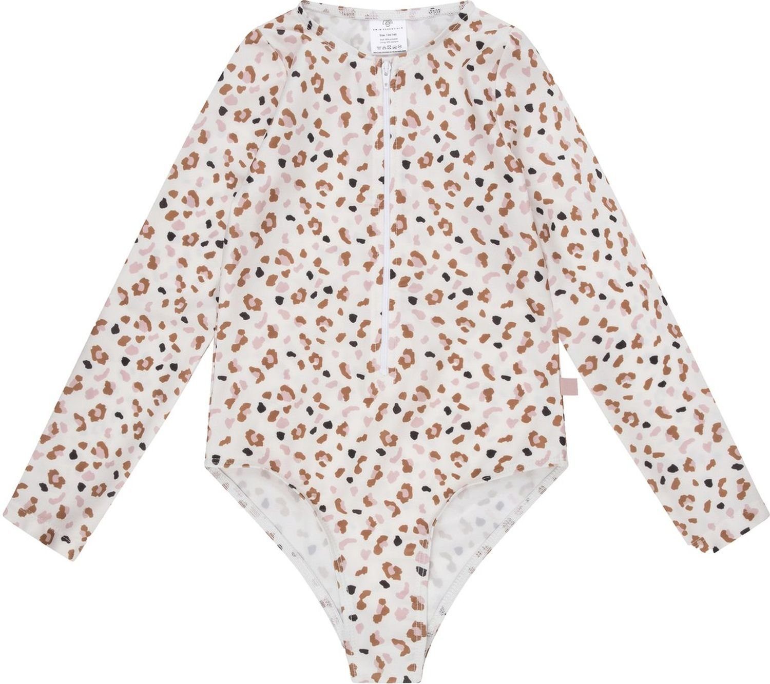 Badeanzug Swim Essentials Langarm-UV-Badeanzug, für Mädchen weiß/khaki Leoparden