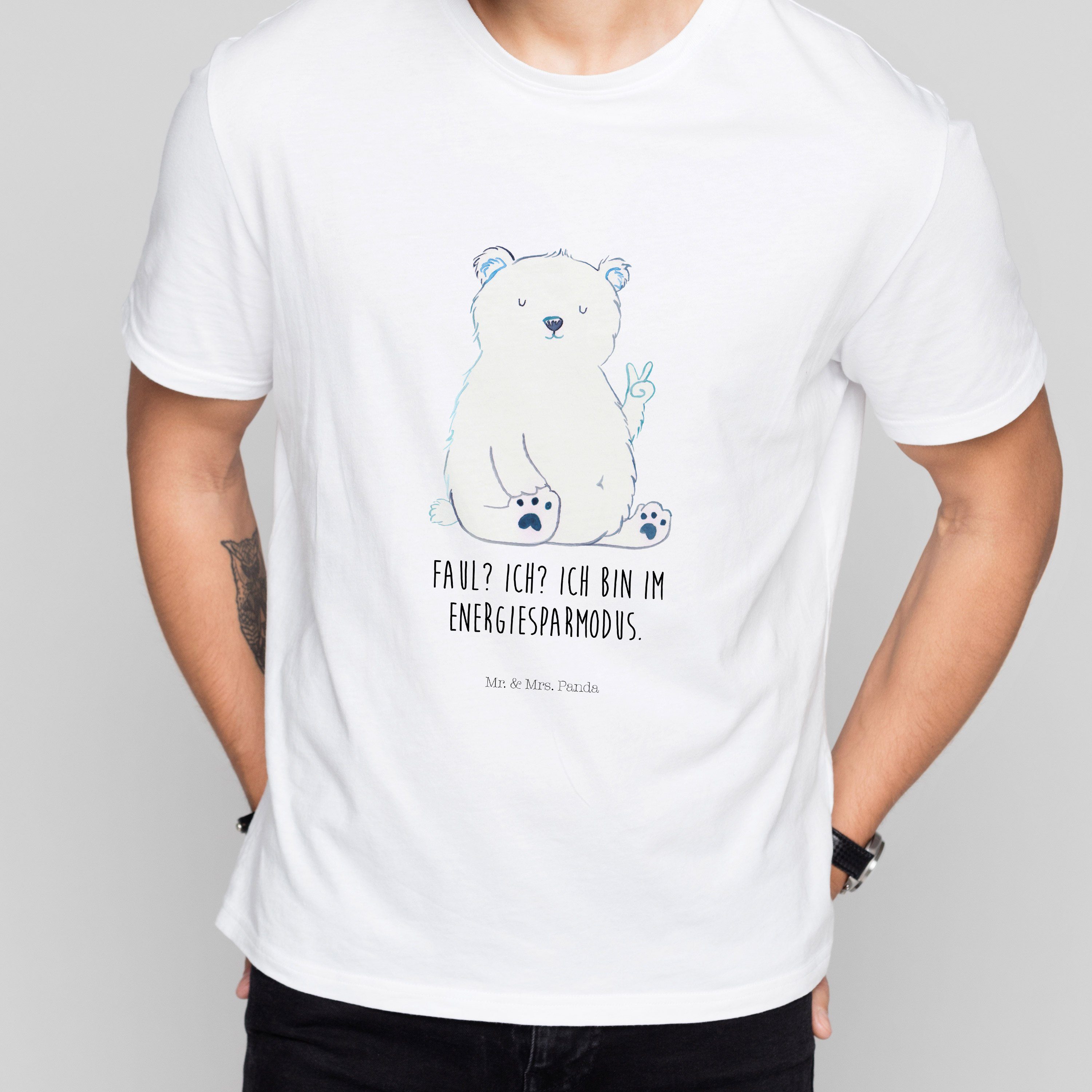 Eisbär - Panda & Party, T-Shirt Teddy, Mr. Damen, - Geschenk, Relaxen, Weiß (1-tlg) Faul Mrs. Herrn, J