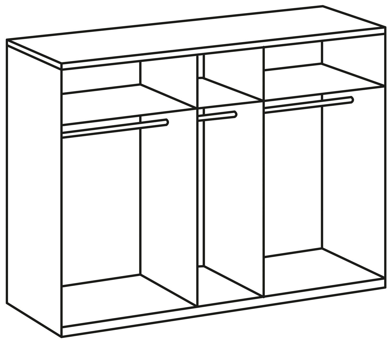 Wimex Kleiderschrank New York (5 Holztüren, 3 Einlegeböden, 3 Kleiderstangen, 1-St., moderne Optik, Metallgriffe alufarben) eiche sägerau 225x58x236cm