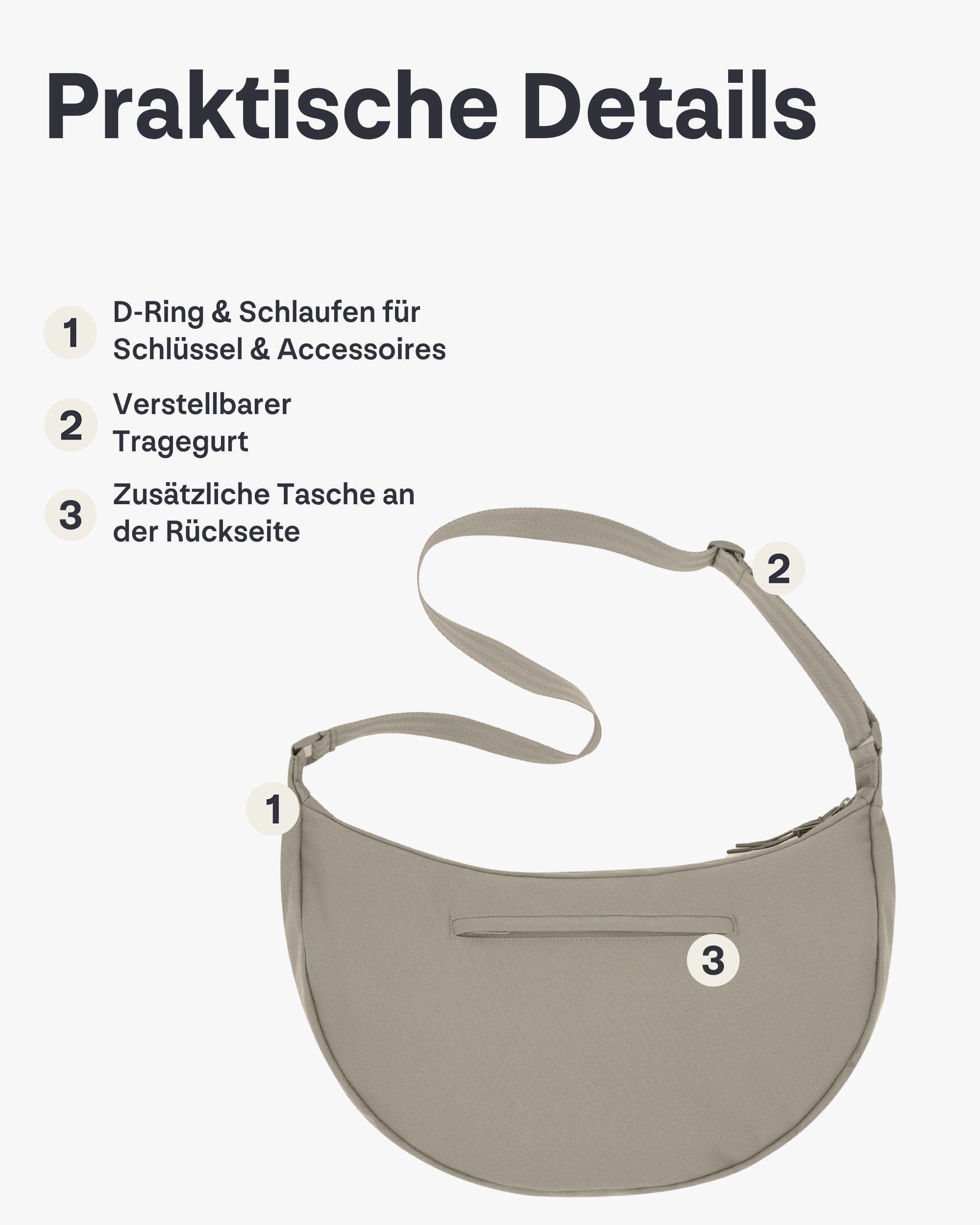 Johnny Urban Umhängetasche Ally Large Half Moon Bag, Große Crossbody Bag in Halbmond Form, Wasserabweisend – Bild 4 von 5