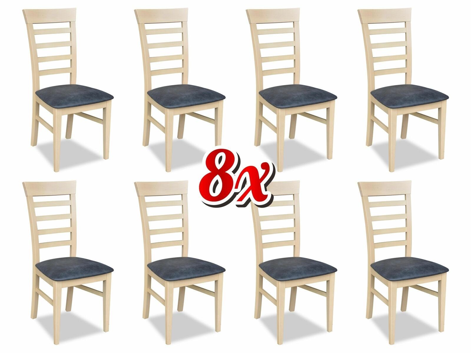 JVmoebel Stuhl, Garnitur Stühle Gastro Esszimmer Gruppe Set 8x Sessel Stuhl Design Holz Leder