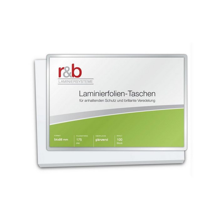 r&b Laminiersysteme Schutzfolie Laminierfolien Credit Card (54 x 86 mm) 2 x 175 mic glänzend