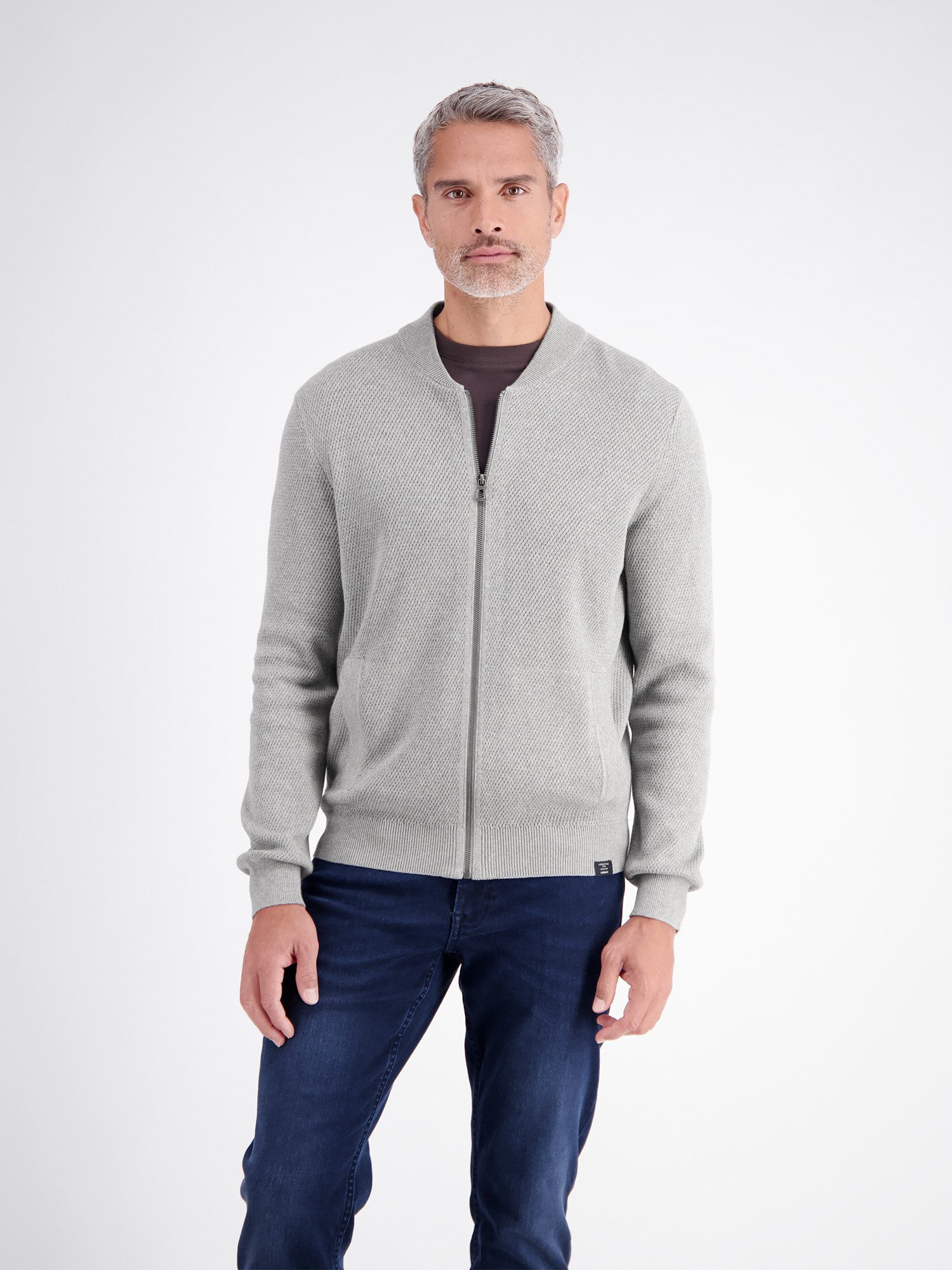 LERROS Strickjacke Strickjacke aus Baumwollstrick mit dezent flachem Kragen