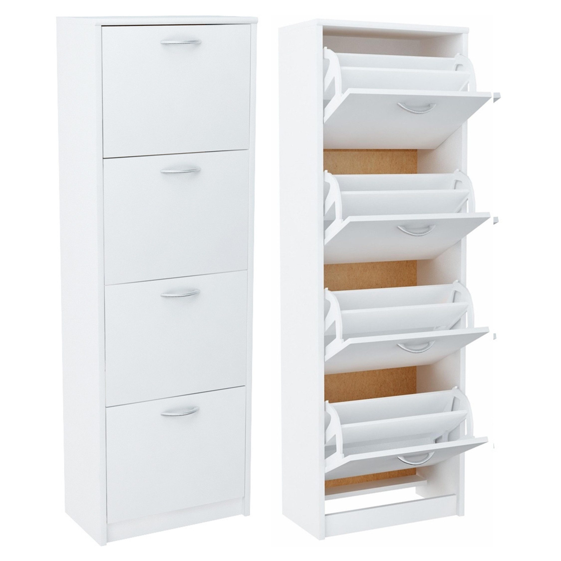 Home Collective Schuhschrank mit 4 aufklappbaren Schubladen, Schuhregal mit 4 Fächern 50 cm breit (platzsparende Schuhaufbewahrung, laminierte Platte) weiche ab – Bild 5 von 5