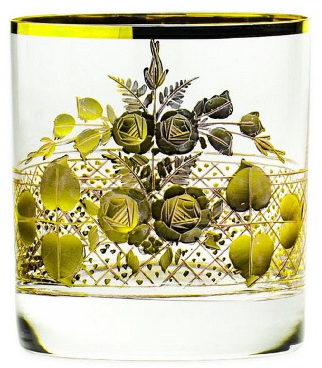 Whiskyglas Luxus Barock Whisky Glas 6er Set Gold Ø 8 x H. 9 cm - Handgefertigte und handgravierte Whiskygläser - Hotel & Restaurant Accessoires - Luxus Qualität