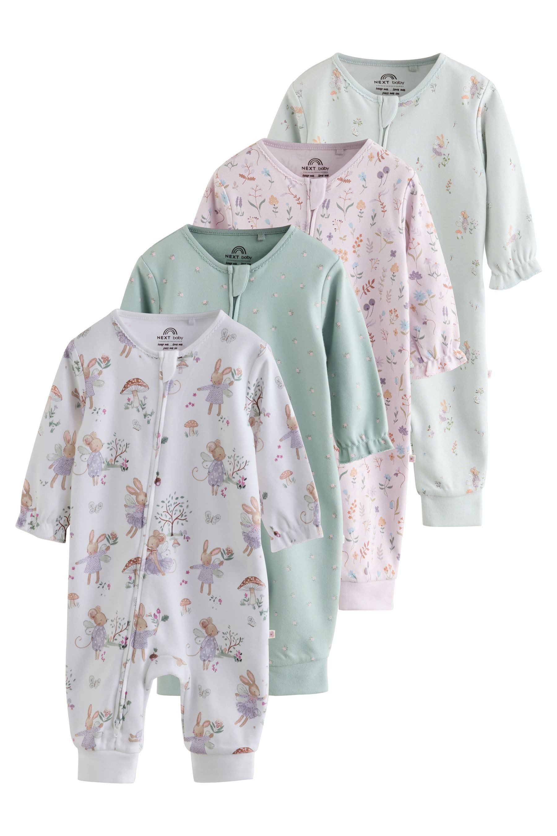 Next Schlafoverall Babyschlafanzüge mit Zweiwege-RV, 4er-Pack (4-tlg)