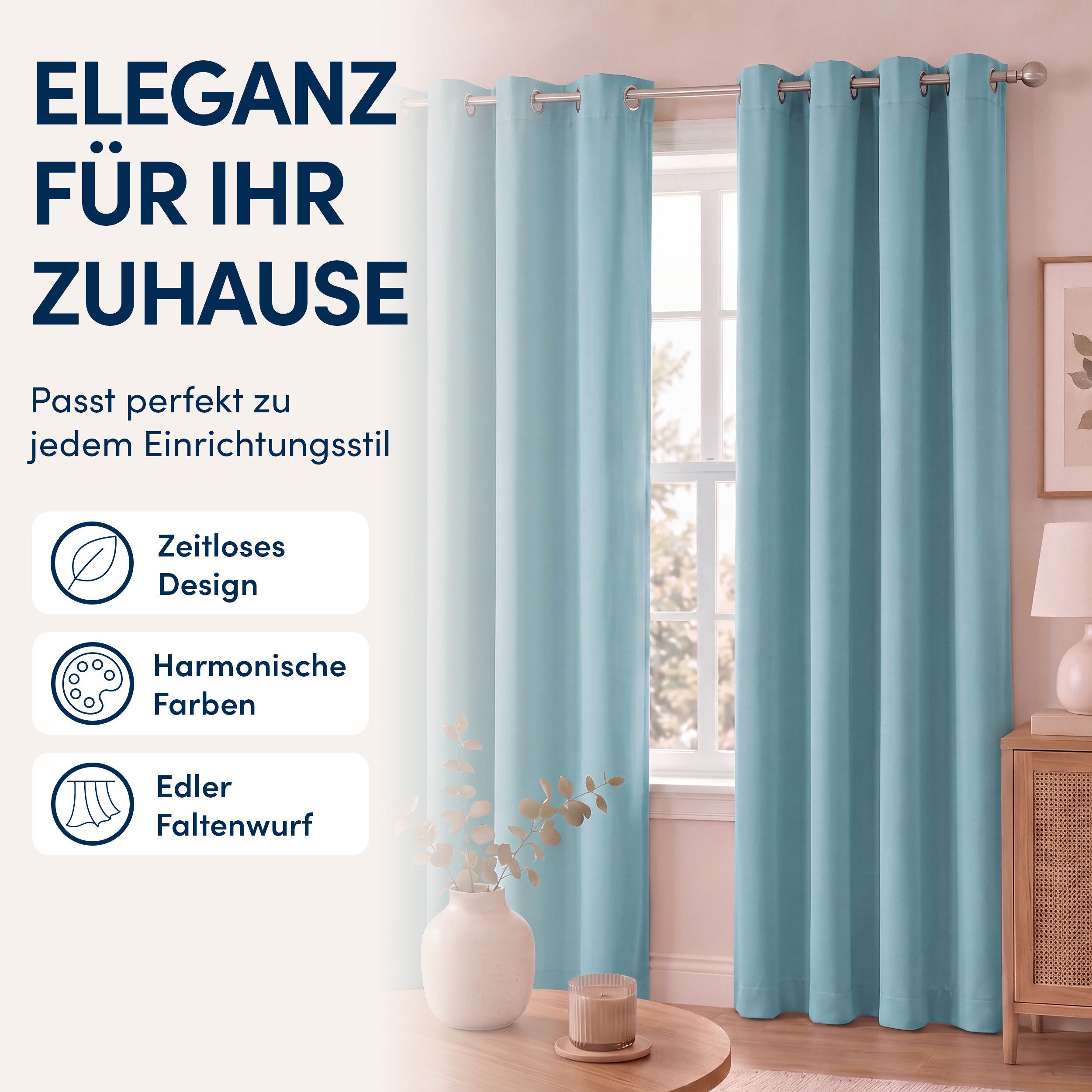 Stoffschmiede Gardine Blickdicht - Kräuselband & Ösen, Ösen – Bild 4 von 5
