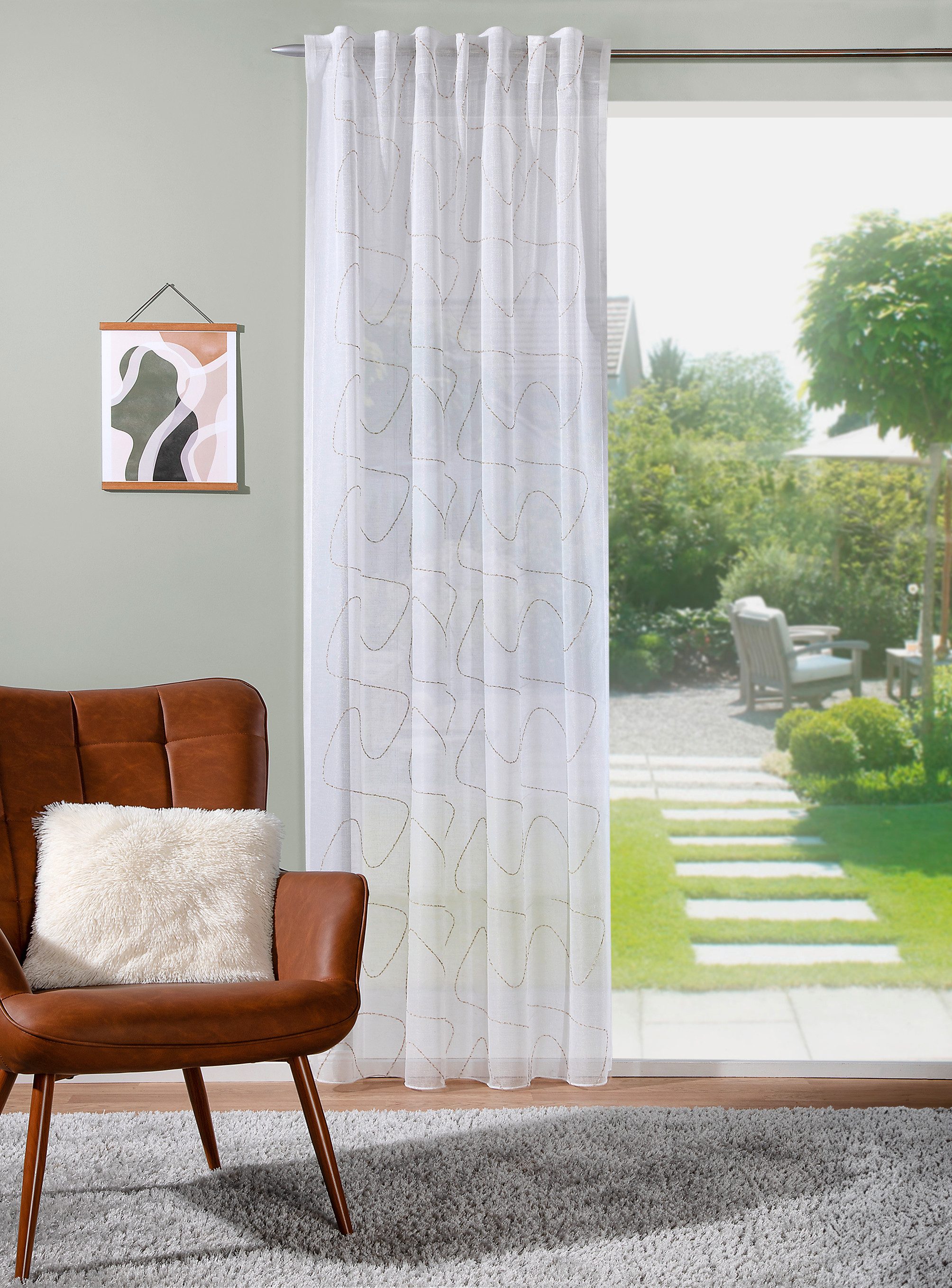 Verdi Vorhang Schal mit verdeckten Schlaufen Tilda 140 x 245 cm, Multifunktionsband, halbtransparent