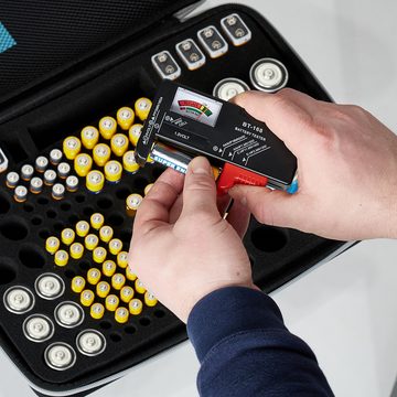 relaxdays Batteriebox Batterie Koffer mit Tester