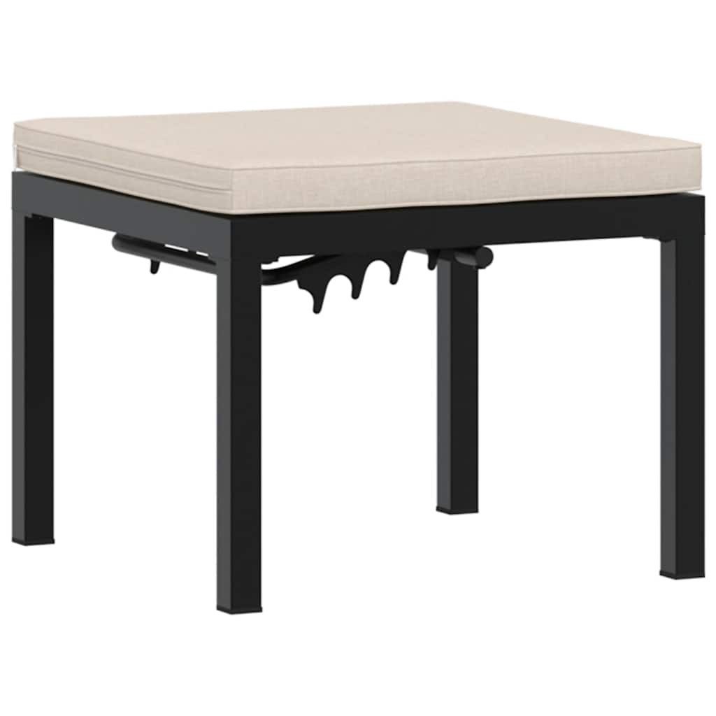 vidaXL Hocker Gartenhocker mit Kissen Schwarz Pulverbeschichteter Stahl (1 St)