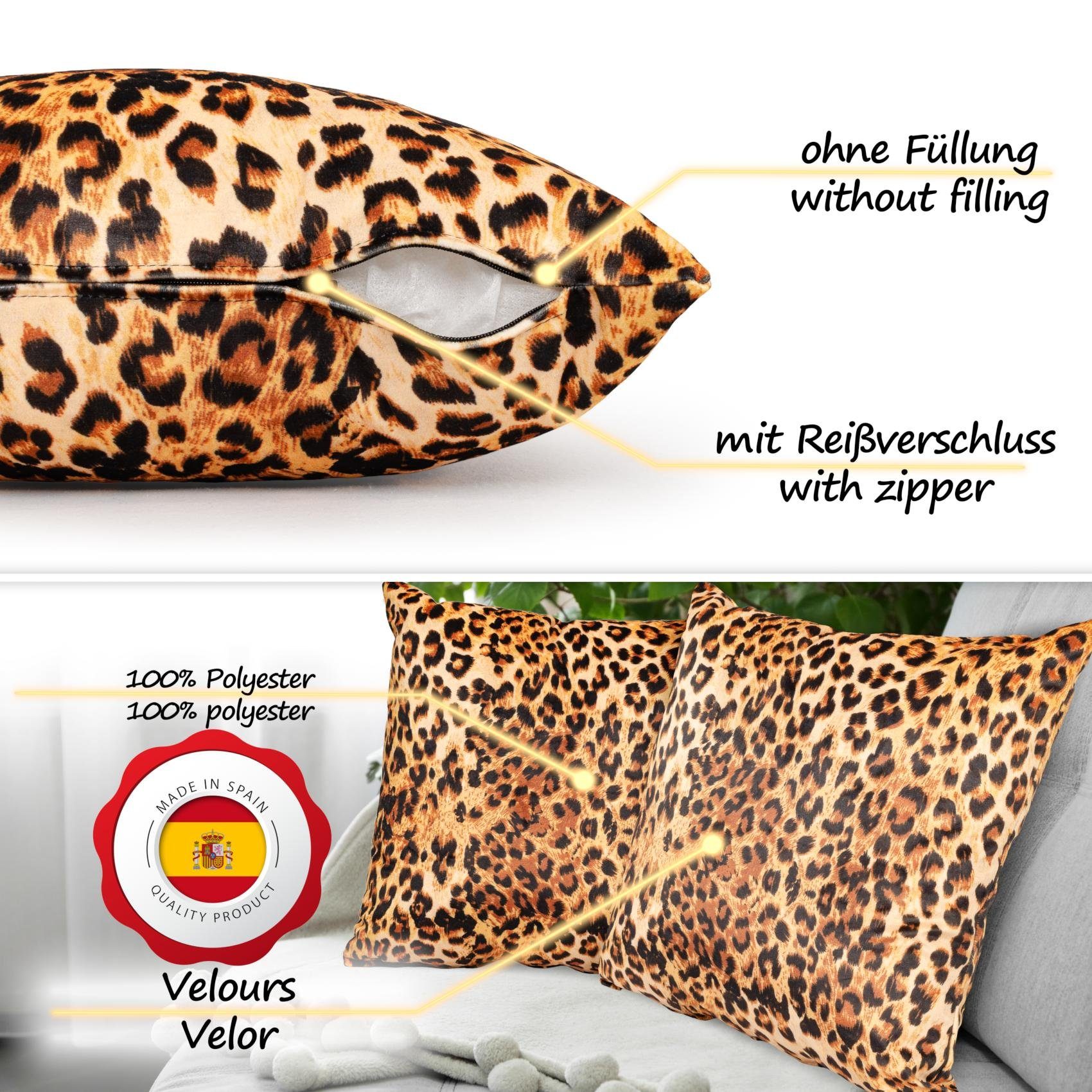 ANRO Dekokissen Verschiedene Kissenbezug Velours mit Motiv Zierkissen, Microfaser-Flanell