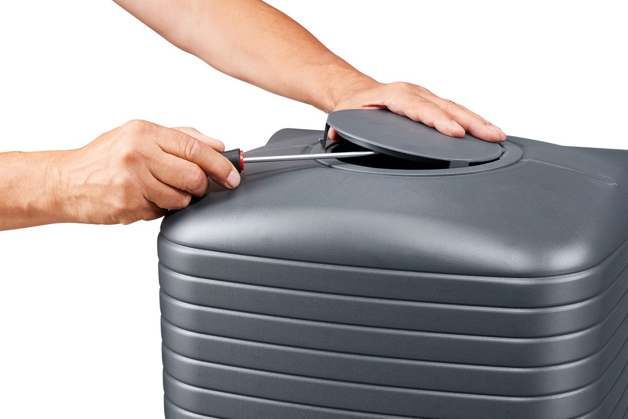 4rain Wassertank 4rain Wandtank Quadro mit Deckel & Auslaufhahn 170