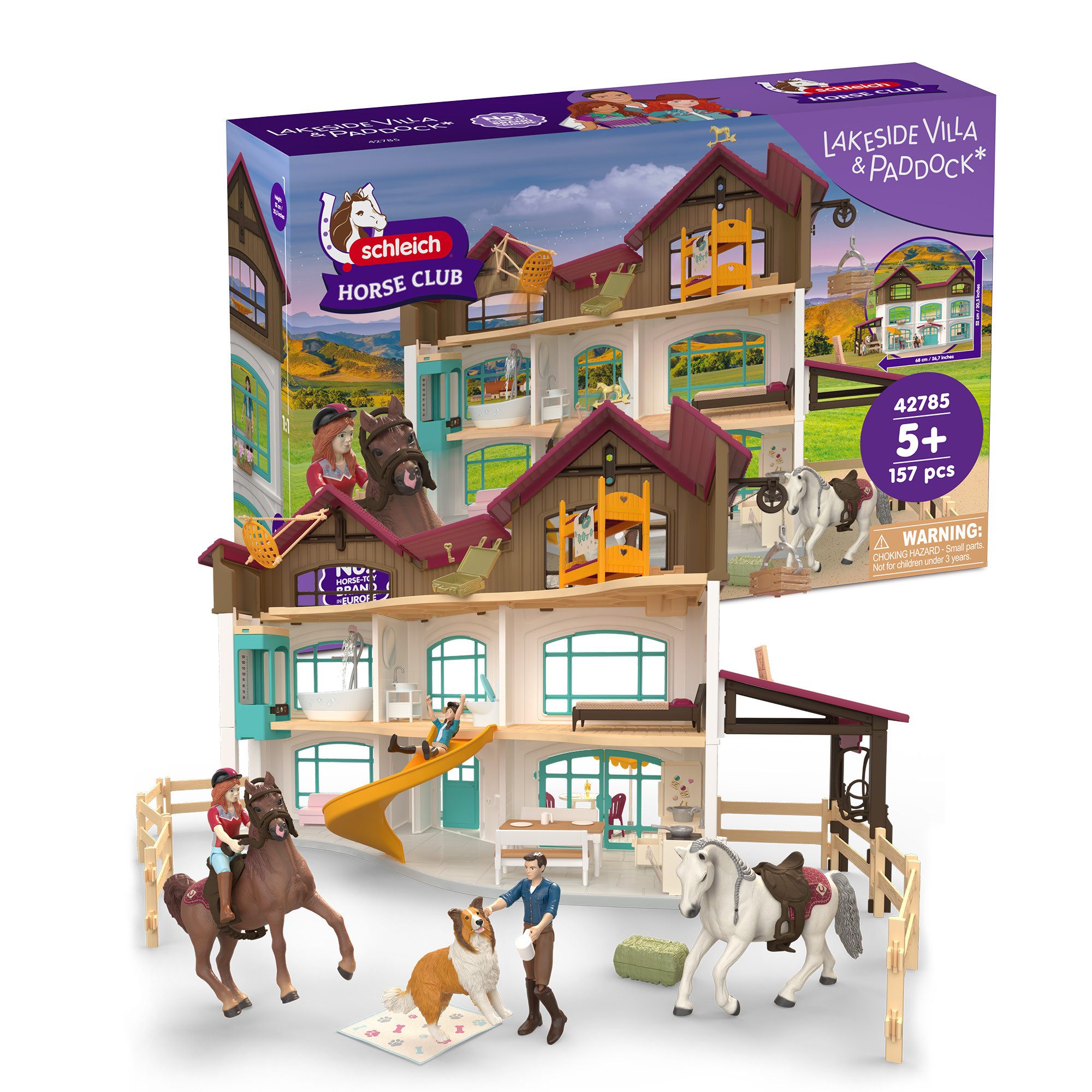 Schleich® Spielwelt HORSE CLUB, Lakeside Villa & Paddock (42785), (157-tlg)
