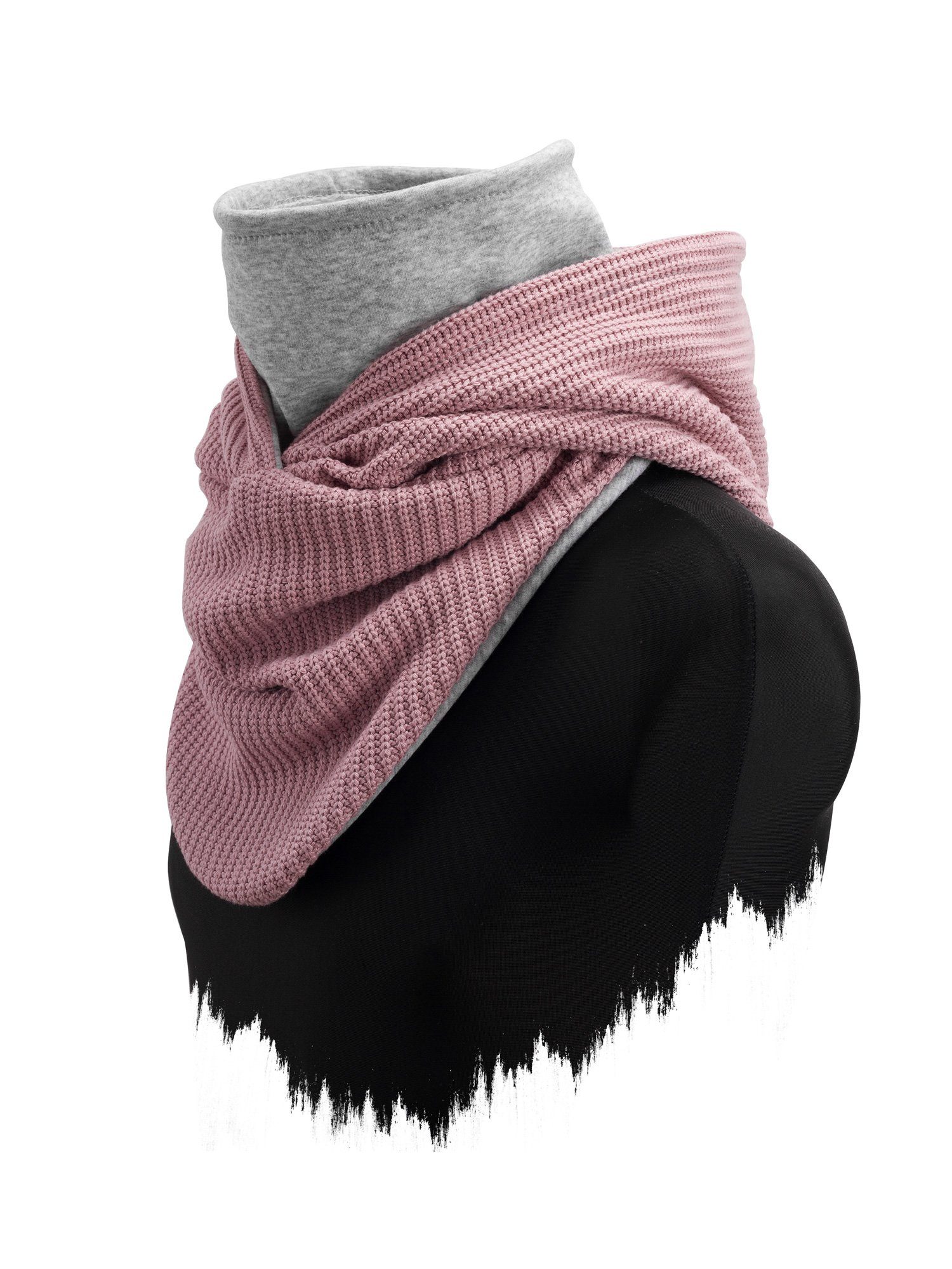 Windbreaker Schal, Hooded integriertem Modeschal Loop Kapuzenschal, mit - Rose Strickschal, Knit Manufaktur13