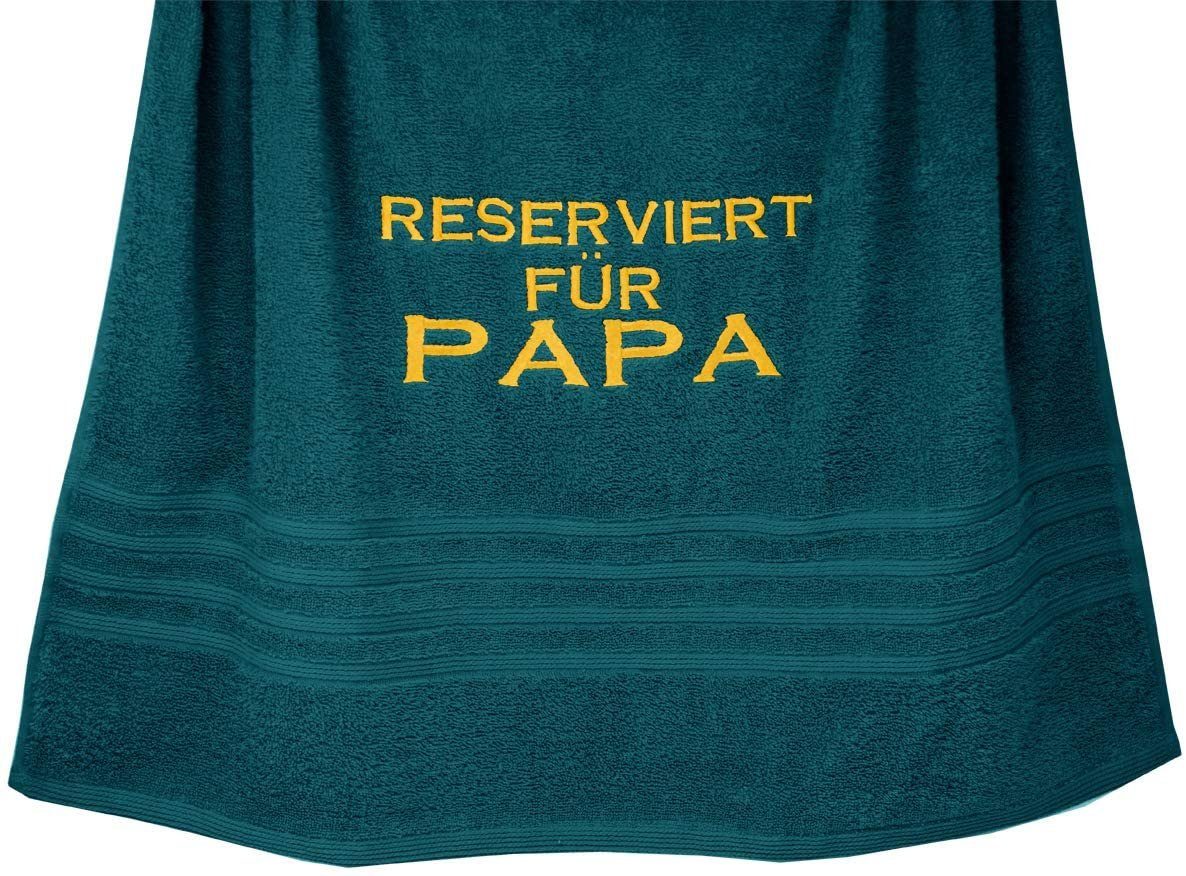 Lashuma Duschtuch Reserviert für Papa, Frottee (1-St), Robustes Frotteetuch Bestickt, Badetuch 70x140 cm Opal Grün