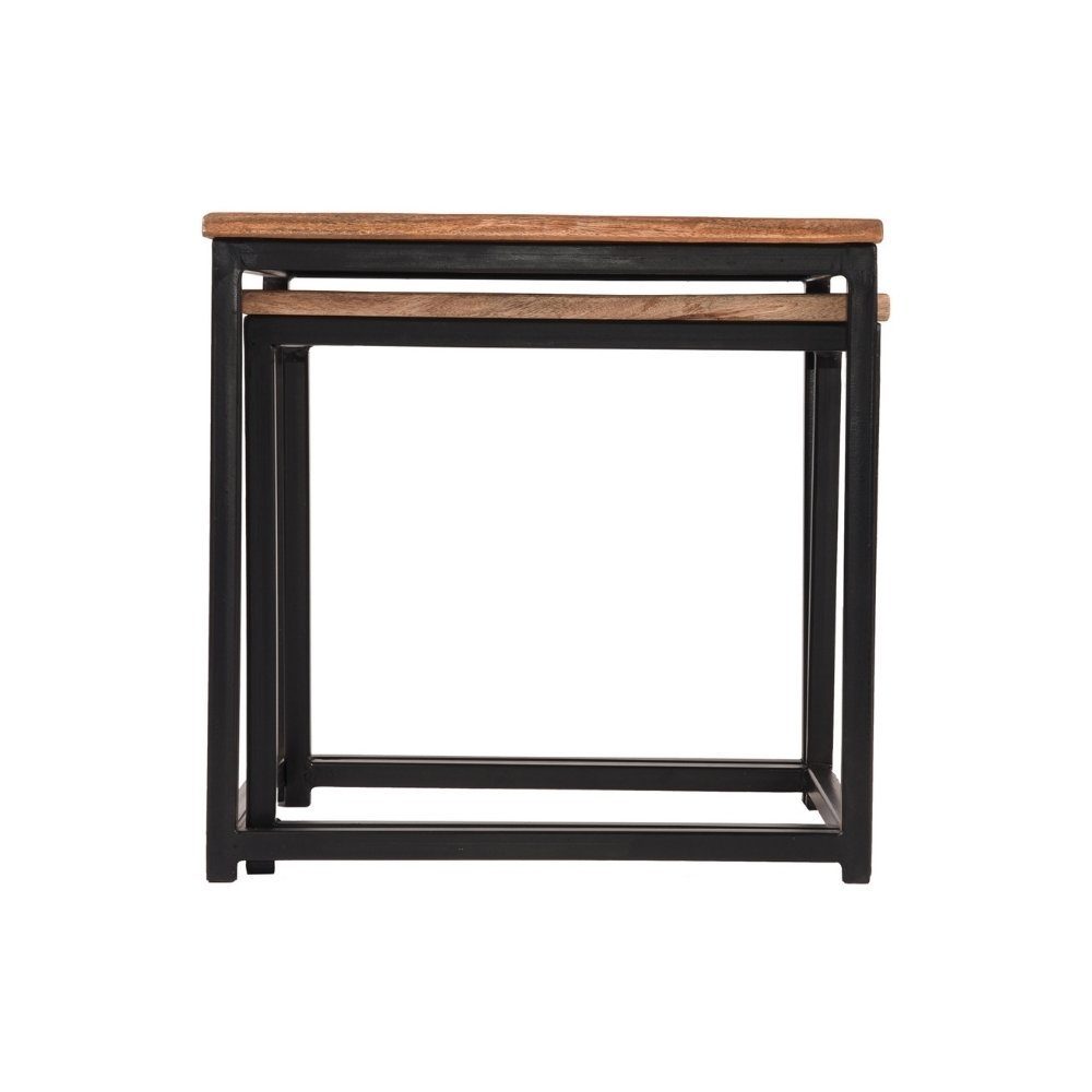 RINGO-Living Beistelltisch Couchtisch Natur-dunkel 2er-Set Möbel 450x450x450mm, Mangoholz in aus Ubon