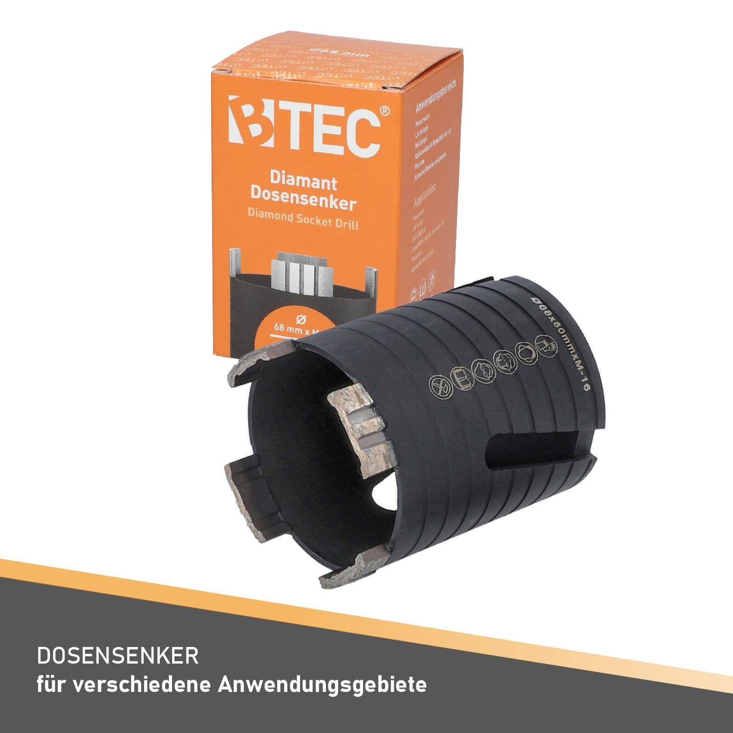 Ø BTEC M16-Aufnahme mit Nutzlänge Dosenbohrer 80 Diamanttrockenbohrer mm, 68 mm Diamant