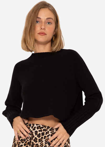 SASSYCLASSY Cardigan Cropped Oversize Pullover Lässiger Cropped-Pullover mit Rundhalsausschnitt