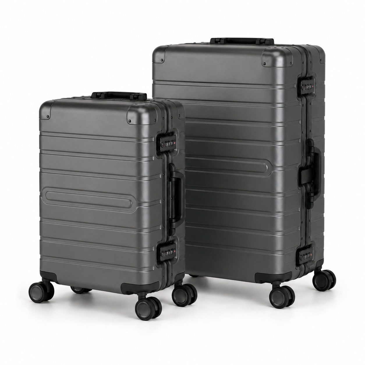 Travelhouse Kofferset 100% Aluminium OSLO - verschiedene Farben, 4 Rollen, (2 tlg., M+L), aus Aluminium, mit Kantenschutz und voll gefüttertem Innenraum.