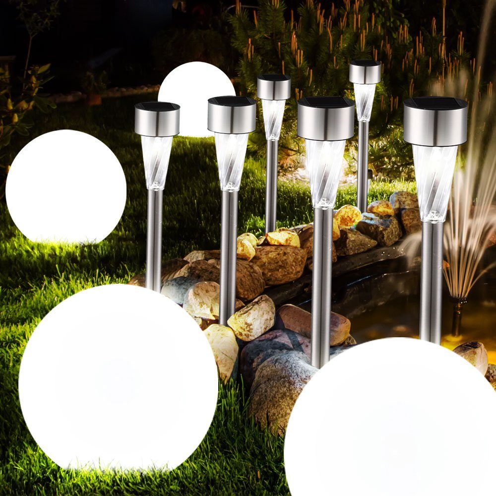 10er Set LED Solar Leuchten Steine Teich Dekoration Beleuchtung Aussen Lampen 