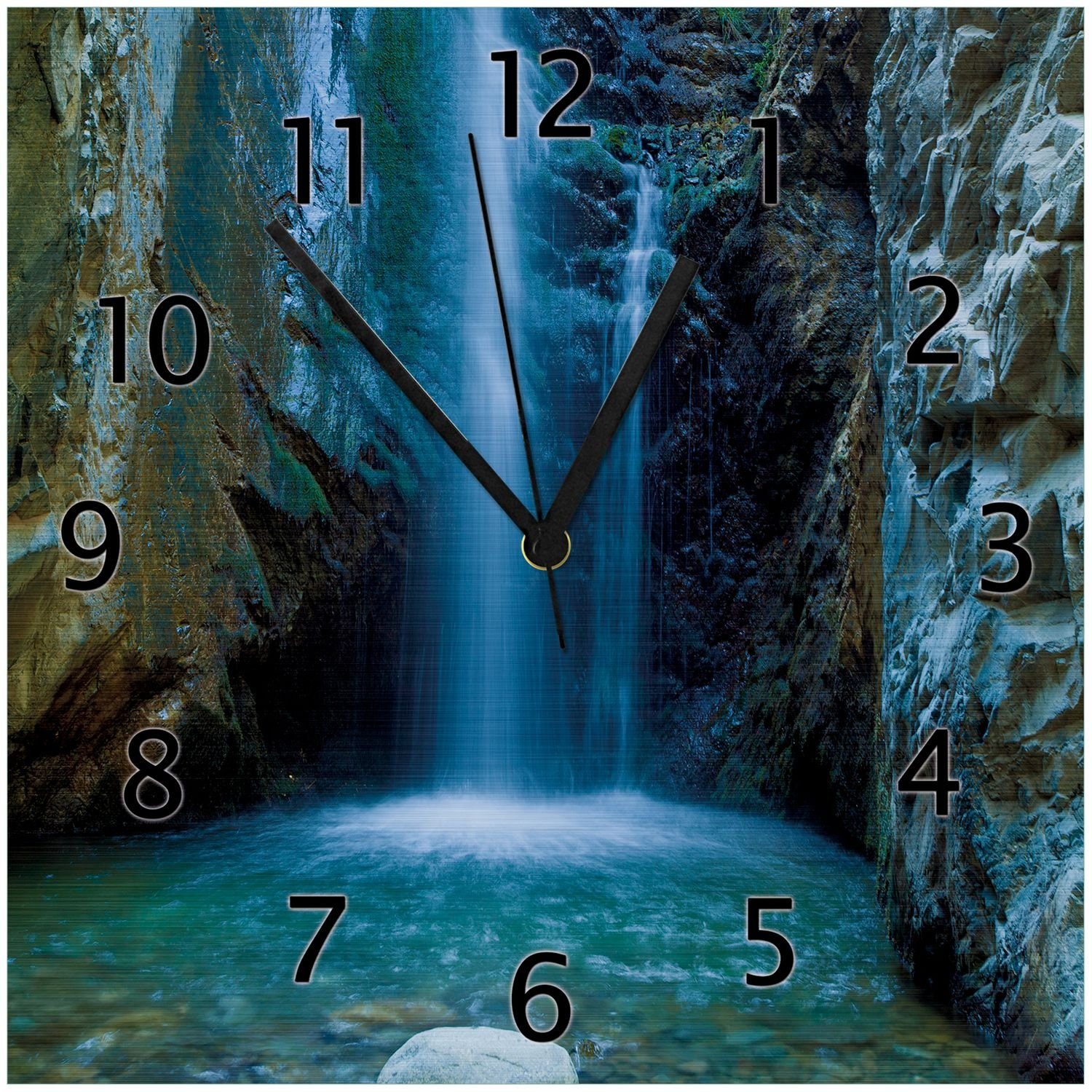 Wallario Wanduhr Wasserfall (Aluverbunduhr) Sonneneinfall bei