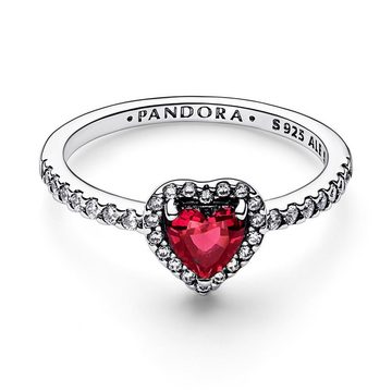 Pandora Fingerring Pandora Damenring Erhabenes Herz Rot 198421C02-60 Ringgröße 60/19,1