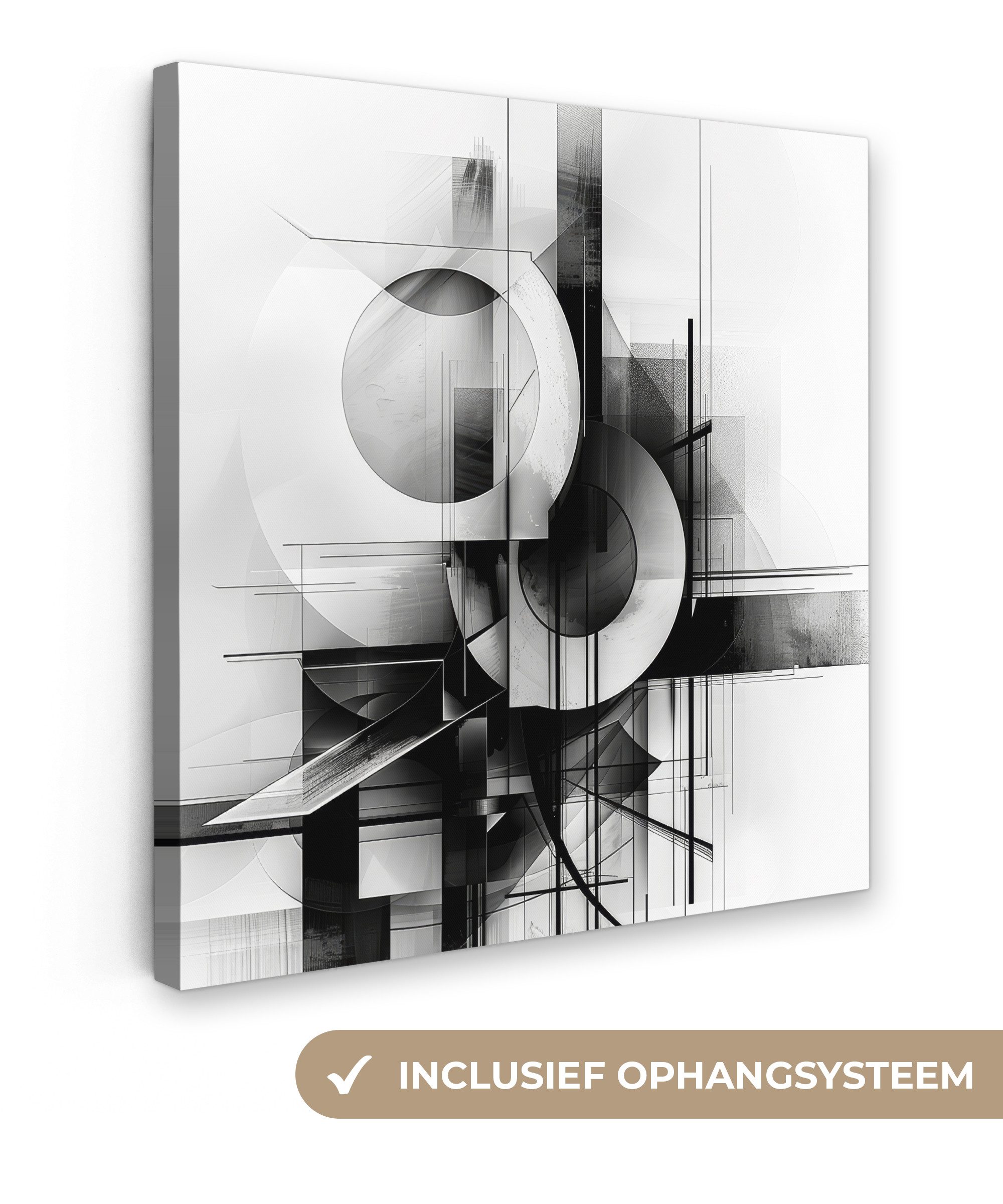 OneMillionCanvasses® Leinwandbild Abstrakt - Kunst - Modern - Schwarz und weiß, Fotodruck (1 St), Wandbild, Deko Schlafzimmer Wohnzimmer Flur 20x20 cm