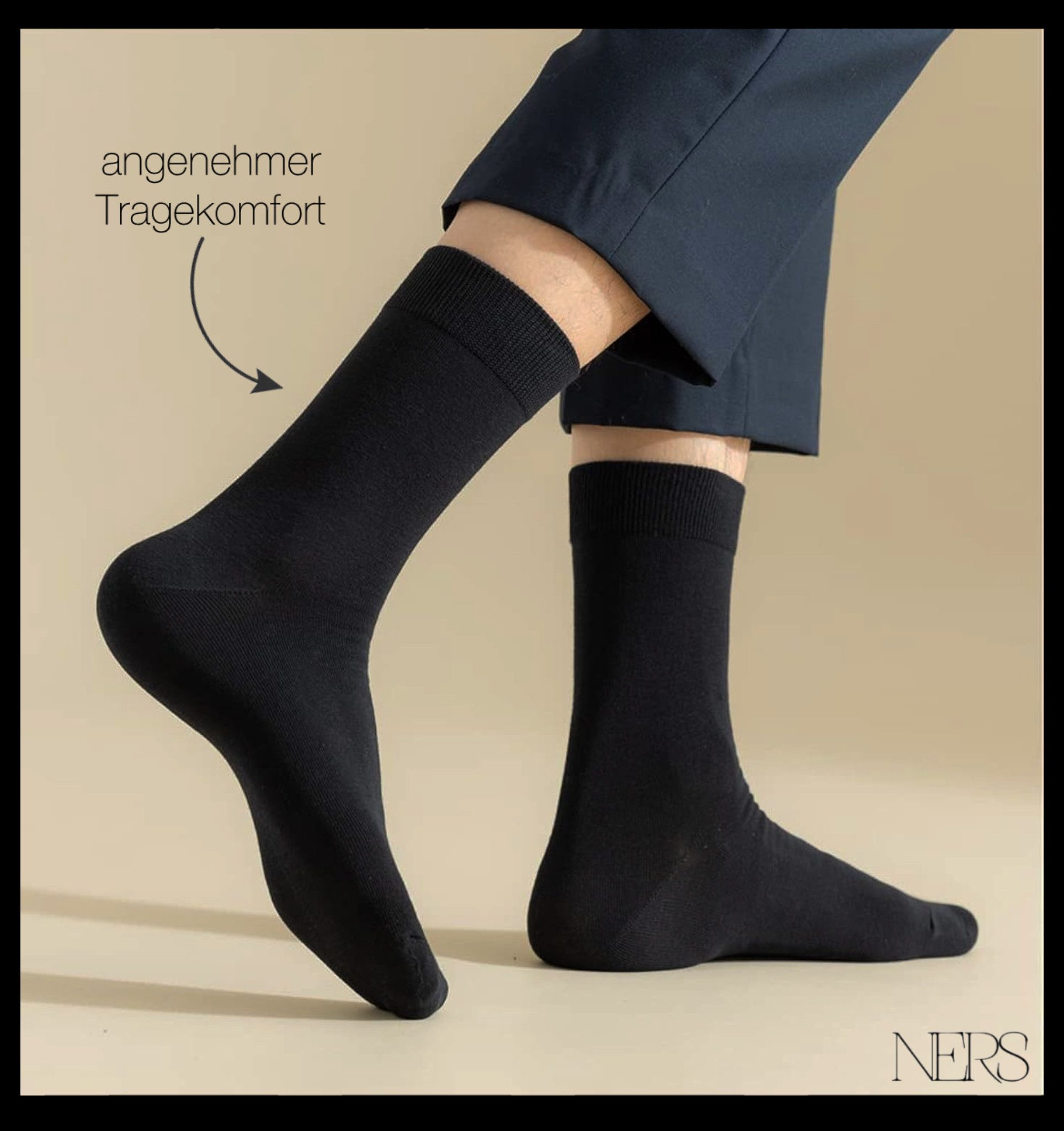 NERS Socken 10 Paar für Damen & Herren aus %100 Baumwolle - ohne Naht - ohne Gummi (10-Paar, 10 Paar) für Business und Freizeit. Socken mit venenfreundlichem Komfortbund