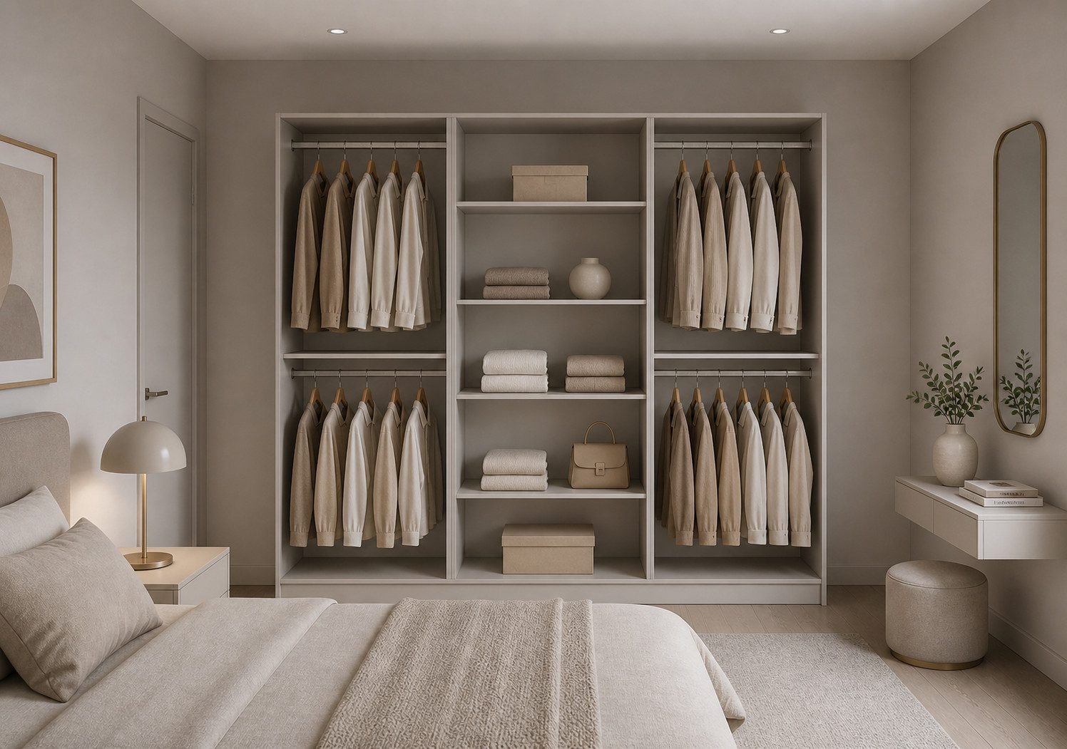 MOEBLO Drehtürenschrank Glamy 6D (Moderner 6-türiger Kleiderschrank mit viel Stauraum, vier Kleiderstangen, Einlegeböden – Ideal für Schlafzimmer, Ankleidezimmer, Schrank Garderobe Drehtürenschrank) (BxHxT): 230 cm x 210 cm x 57 cm