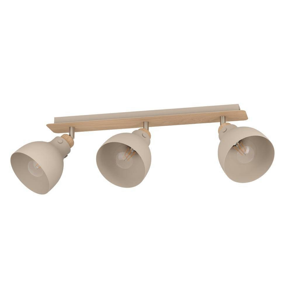 EGLO Deckenspot ARRECIFE Deckenstrahler, Stahl, E27, IP20, Wohnzimmerlampe, Flurlampe, ohne Leuchtmittel, Spot, L74,5 x B14,5 x H23,5 cm, braun, nickel-matt, 3X28W exkl.