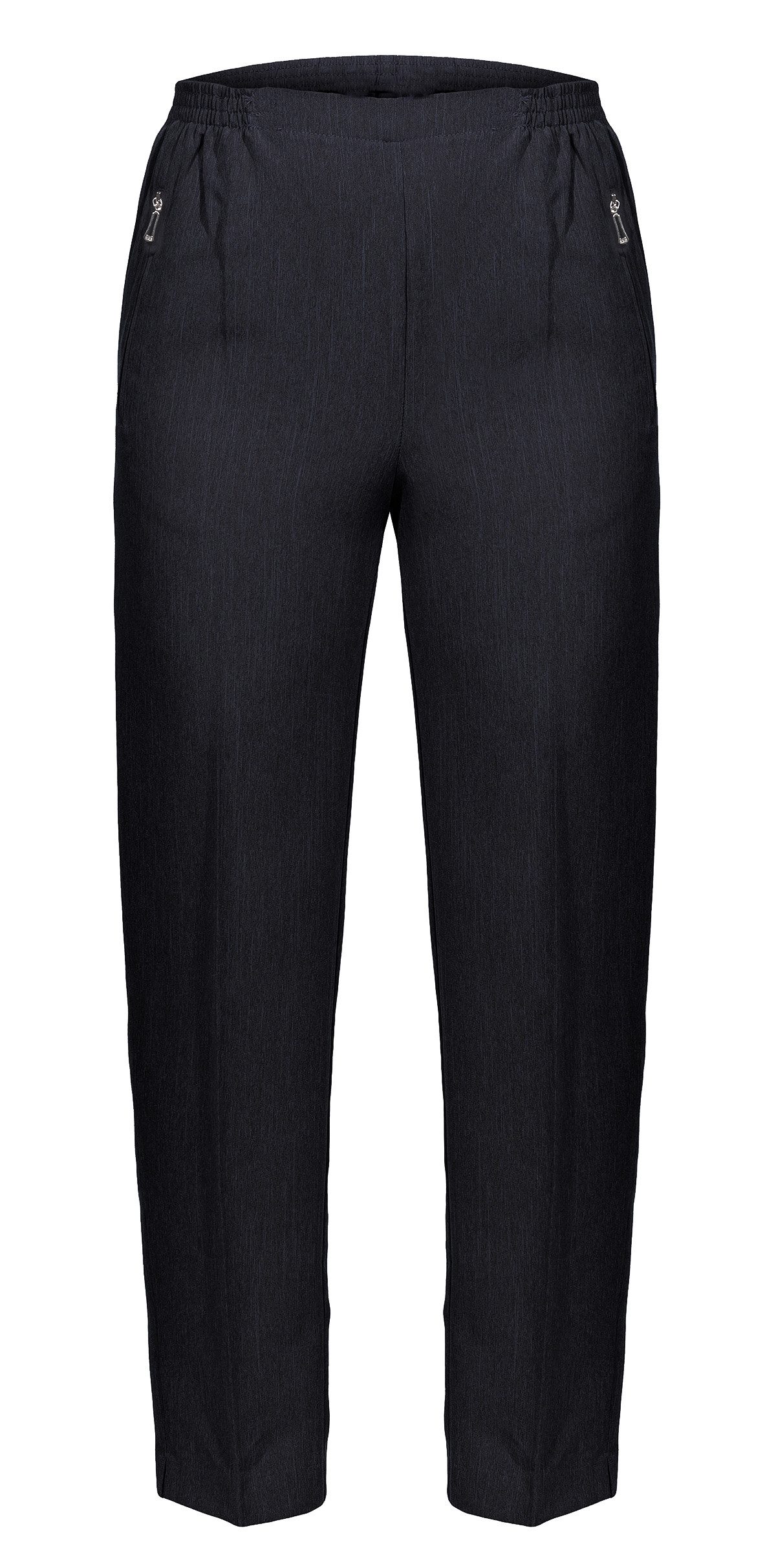 Aurela Damenmode Schlupfhose Stoffhose Damen Anzug- oder Business Hose Kurzgröße Teil-Gummizug, Bügelfalte, Reißverschlusstaschen