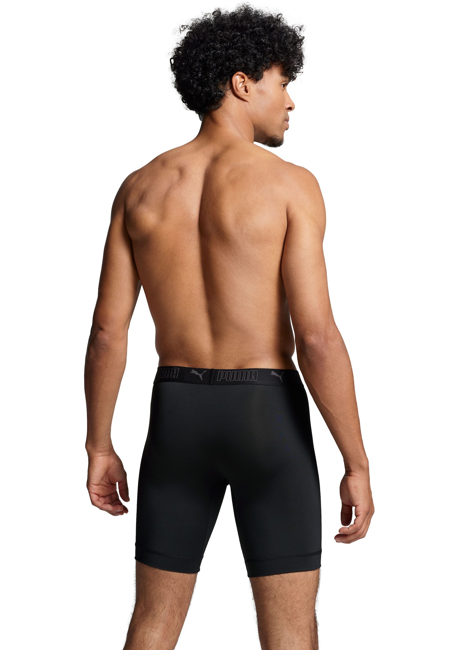 PUMA Boxershorts PUMA MEN SPORT MICROFIBER LONG BOXERS 2P (Packung, 2er Pack) mit Logo-Bund