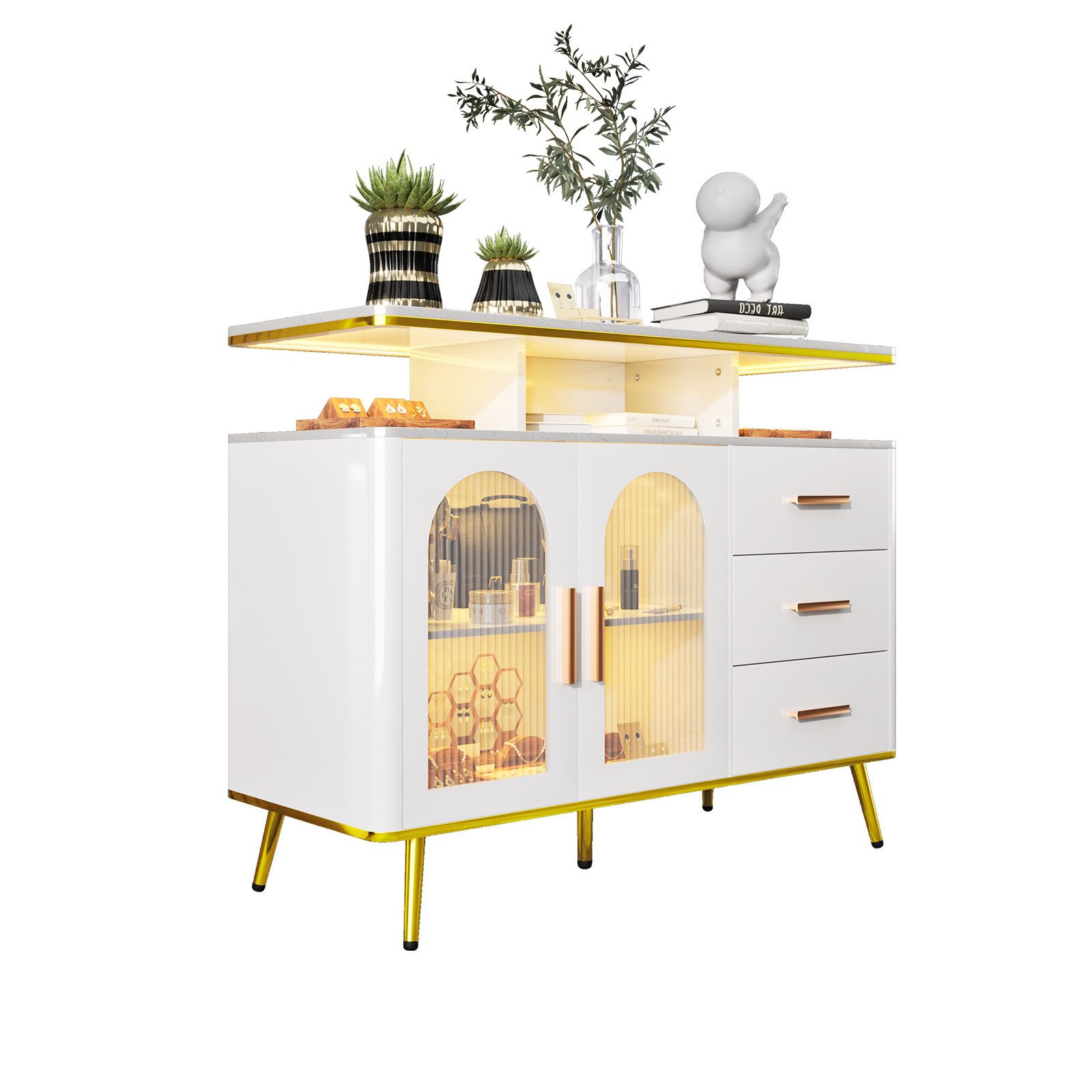 TWSOUL Sideboard Küchenschrank Sideboard mit 3 Schubladen und 2 Türen, 100 günstig online kaufen