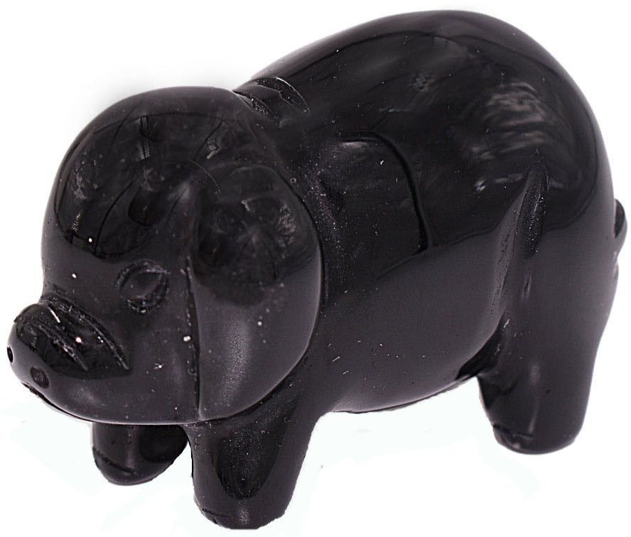 Firetti Tierfigur Schmuck Geschenk Dekofigur Farbstein Edelstein Schwein  Onyx (1 St), Perfekt zu jedem Anlass - Geburtstag, Weihnachten!, Durch die  liebevolle Handarbeit ist jeder Stein ein Unikat