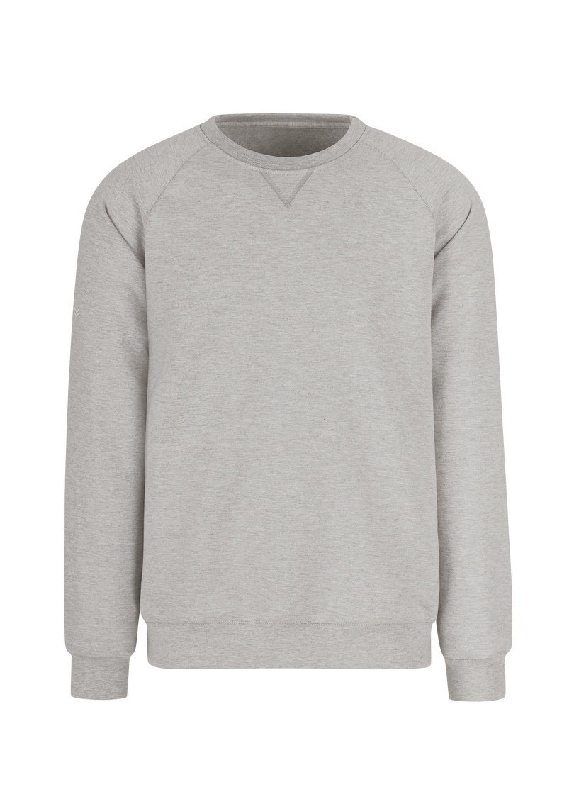 Trigema Sweatshirt TRIGEMA Sweatshirt mit angerauter Innenseite grau-melange