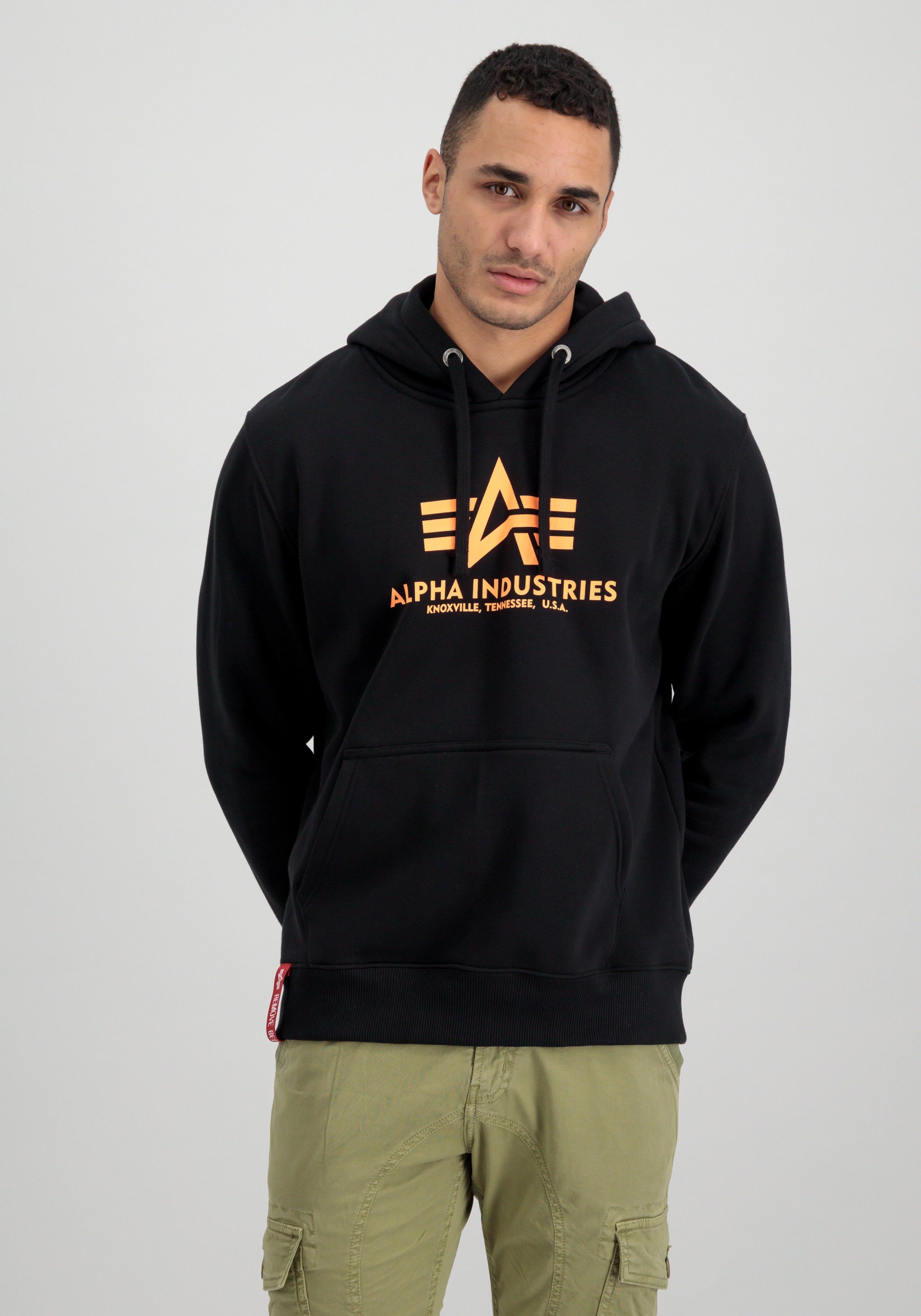 Hoody orange Basic Alpha Print Hoodie - Industries Alpha Neon Hoodies black/neon Men Industries