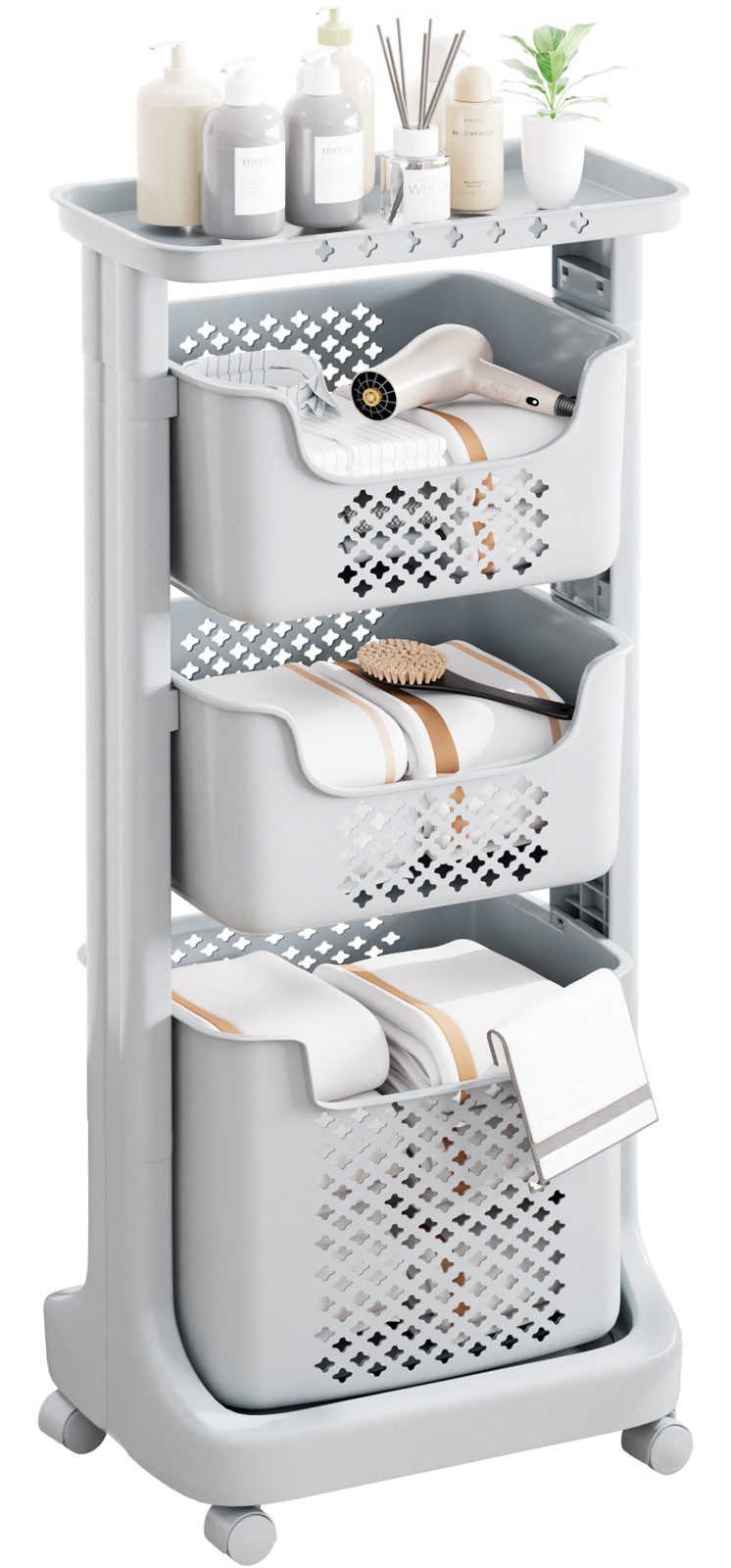 Yorbay Wäschekorb Wäschewagen mit Rollen (Praktischer Wäschesortierer 4-stö günstig online kaufen